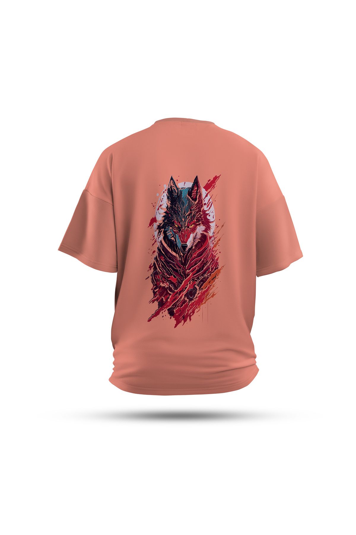 Zestia Unisex T-Shirt, Kurt Sırt Baskılı, Regular, %100 Pamuk, Somon T-Shirt No: 0022