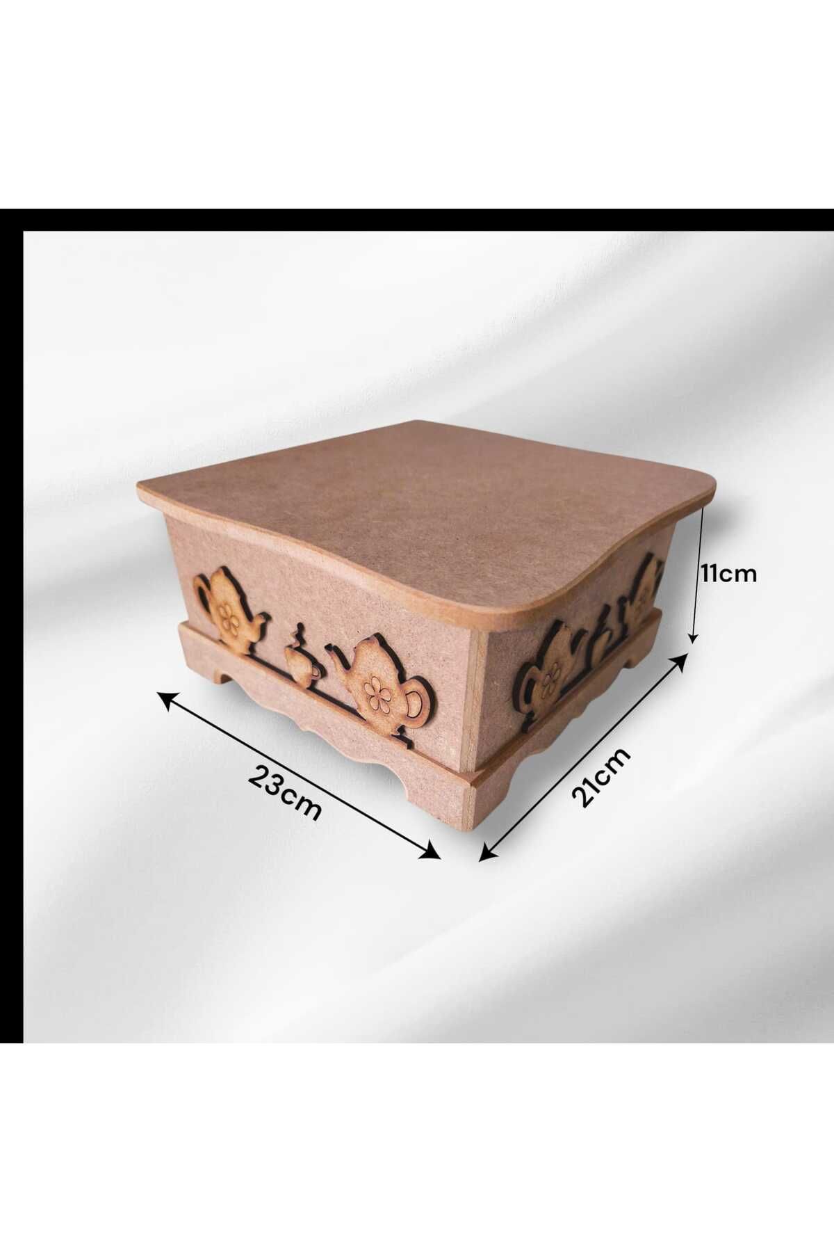 Home Ahşap-boyanabilir-çaydanlık desenli-çok amaçlı organizer kutu