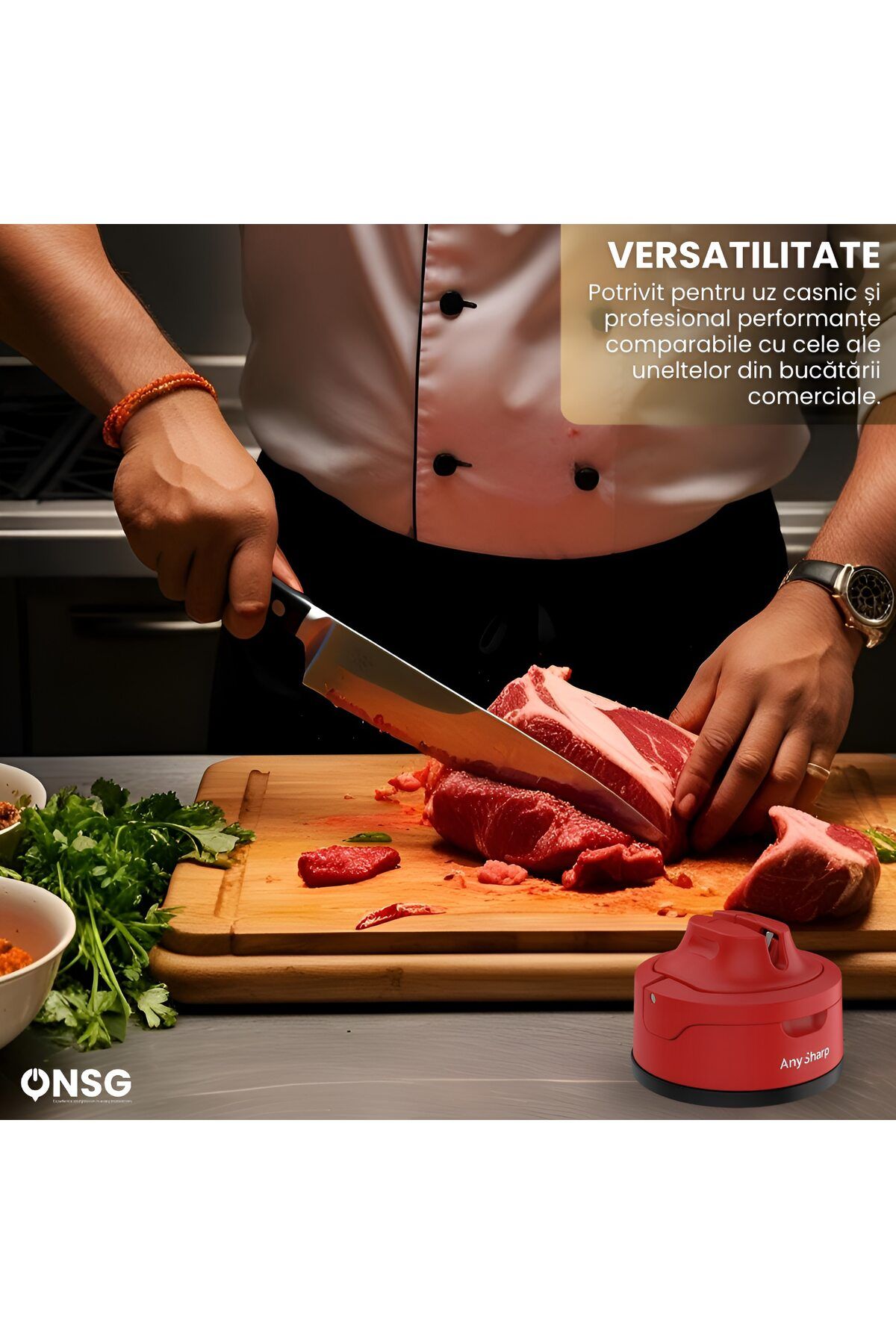 AnySharp-Evo Universal Manual Knife Sharpener Red, Powergrip Ii, Tungsten Carbide 5