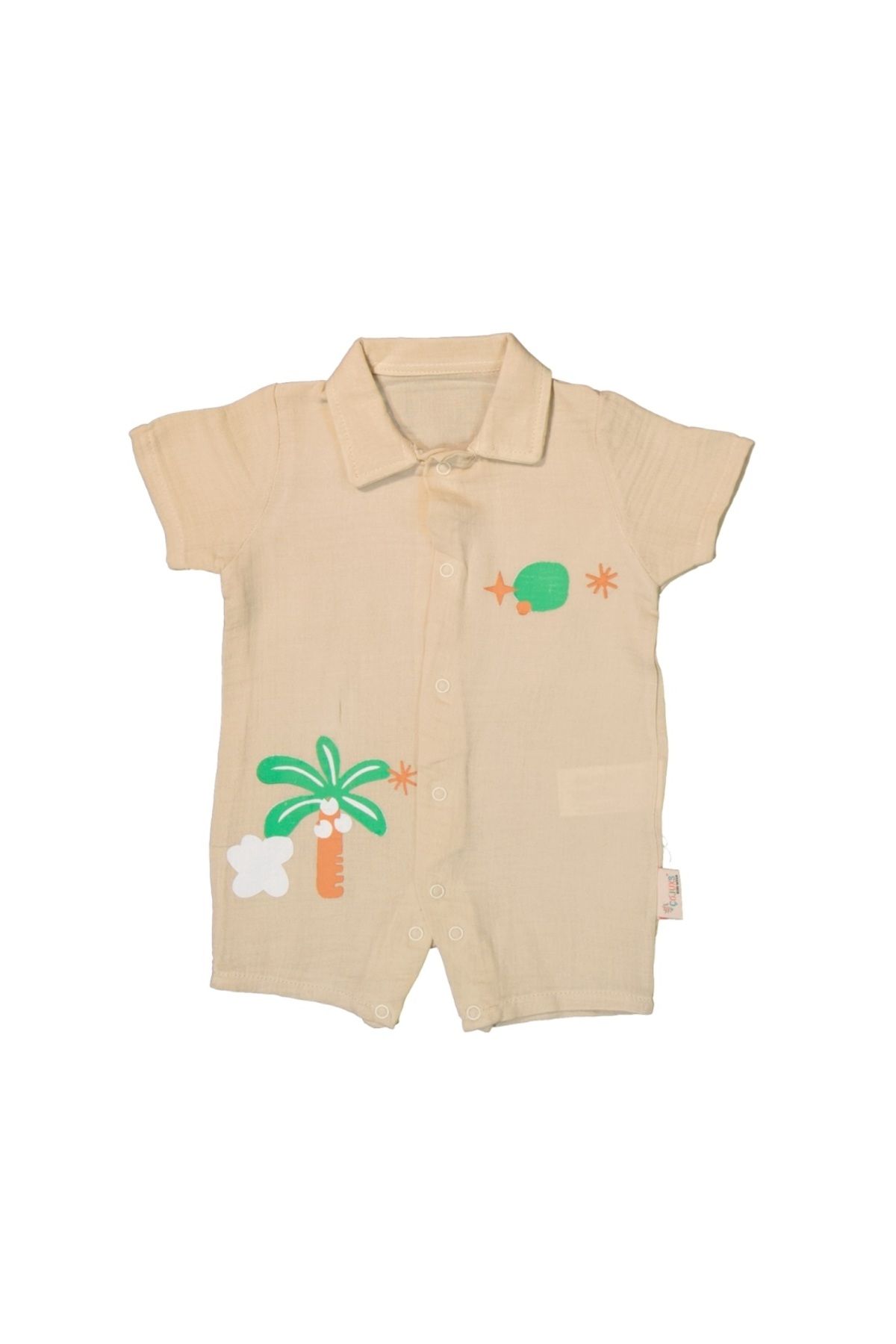 Baby Unisex Bebek Palmiye Baskılı Yazlık Müslin Tulum