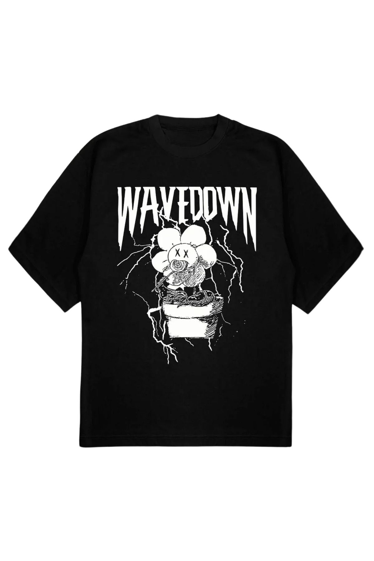 SVART WEAR SAVAGE T-Shirt OVERSIZE wave down flower siyah