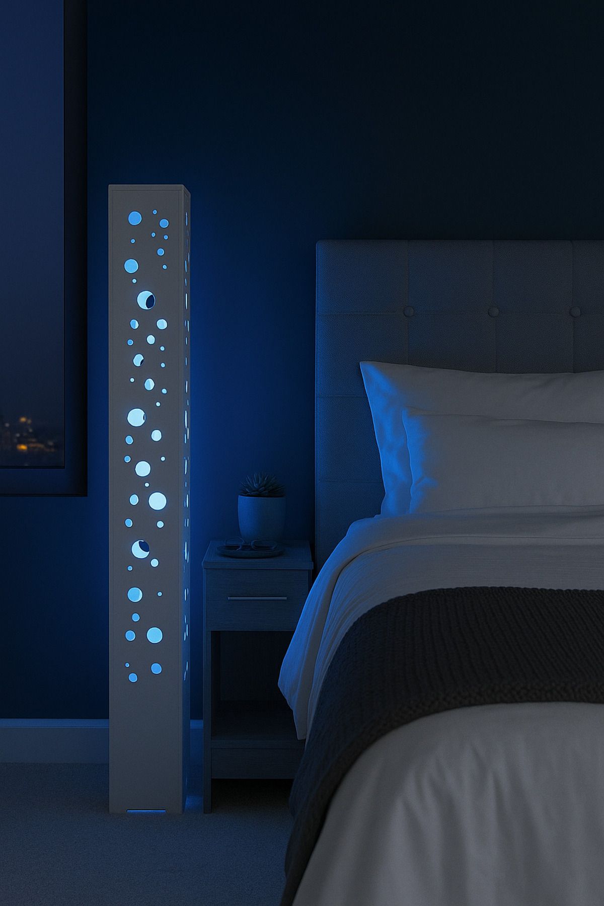 ARTILED RGB Köpük Desenli Dekoratif Akıllı Lambader – Mobil Uyumlu Metal Gövde