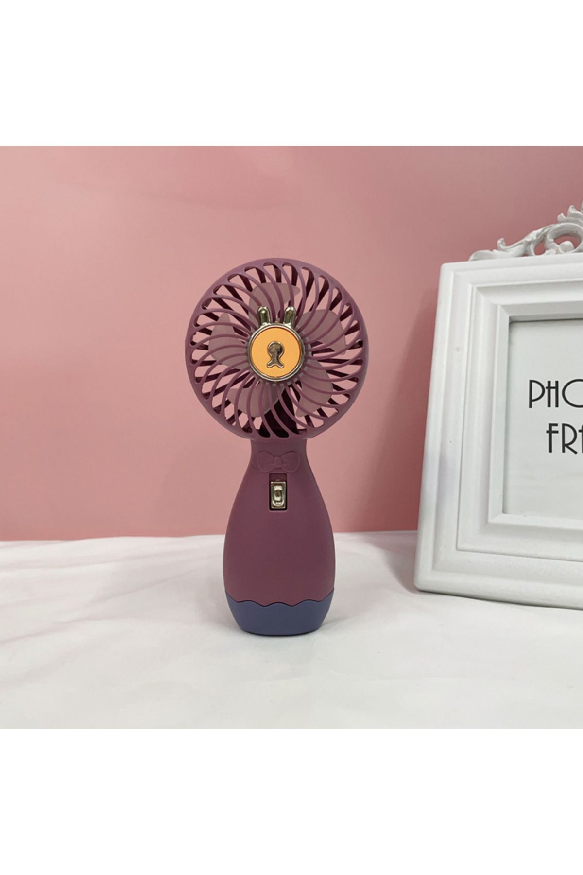 Livava Ayıcıklı Mini Fan, Usb li ve Şarj Edilebilir, Pembe, 16x8