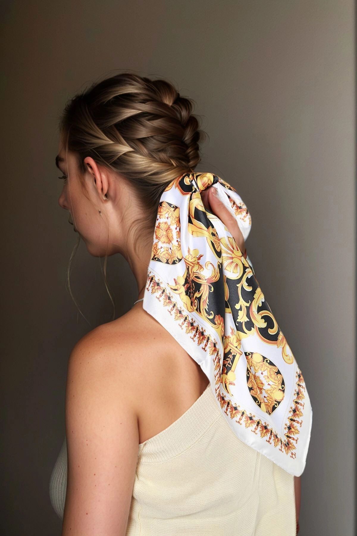 bacc Beyaz Desenli Bandana Fular BCNSV-2513722