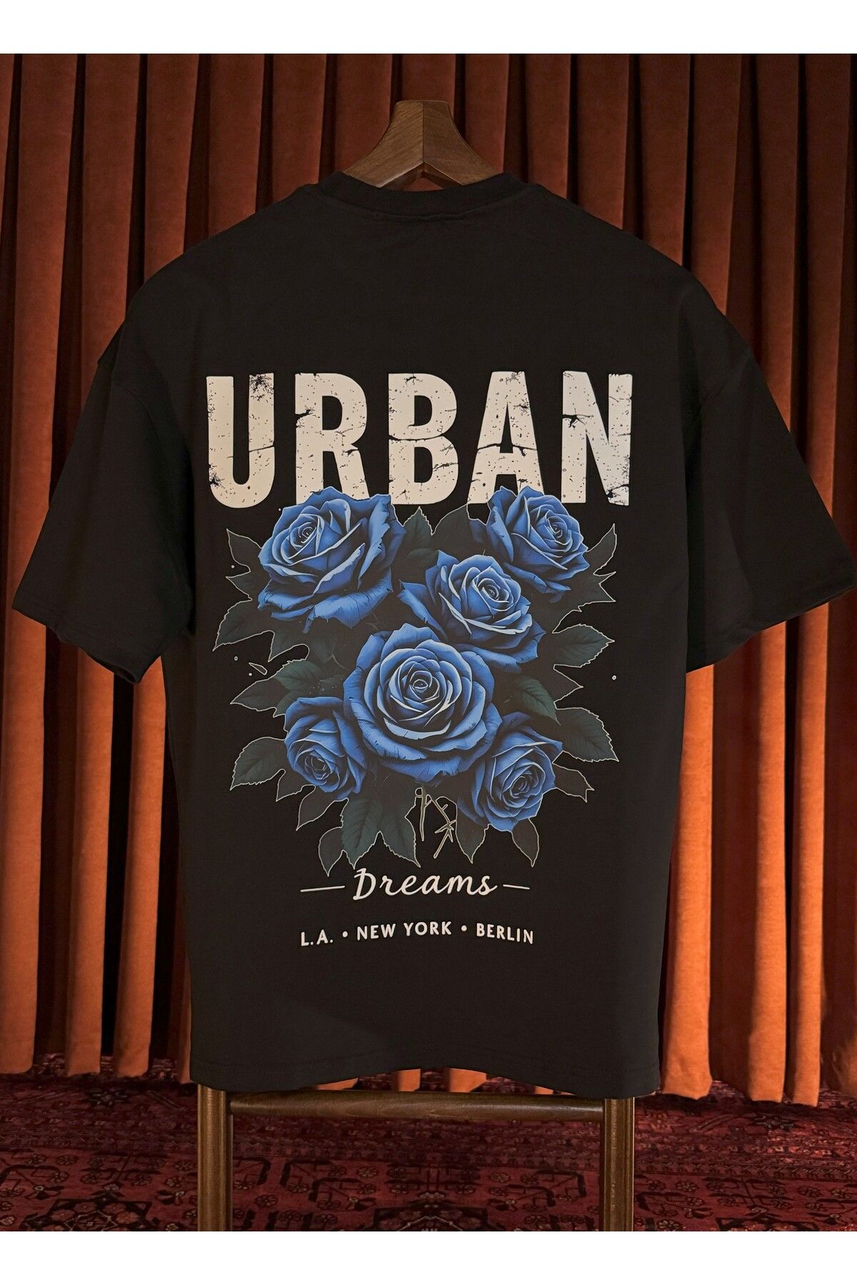 KOUROSHIA Unisex Urban Dreams Bisiklet Yaka Oversize T-Shirt