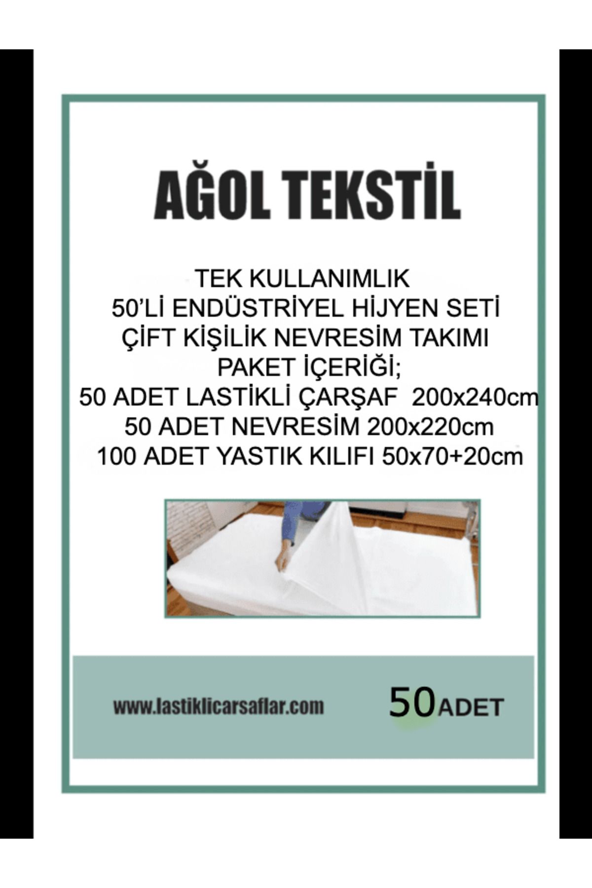 ağol tekstil Çift Kişilik Tek Kullanımlık Nevresim Seti – 50'li Endüstriyel Hijyen Paketi