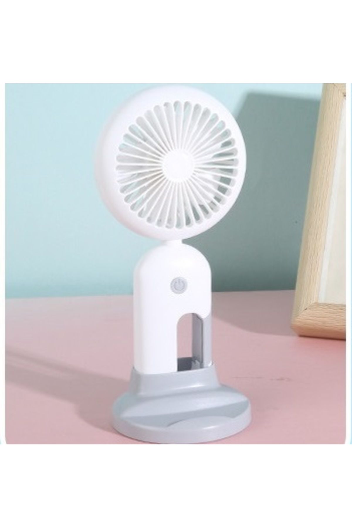 Livava Kancalı Mini Fan, Telefon Tutucu, Usb li ve Şarj Edilebilir, Beyaz, 17x9