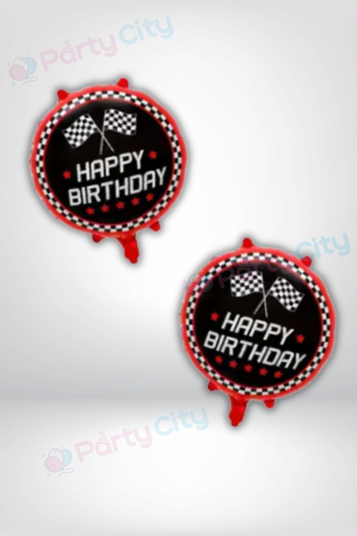 Party City Yarış Temalı "Happy Birthday" Doğum Günü Balonu 2'li Set – Parti Süsleri, Folyo Balon