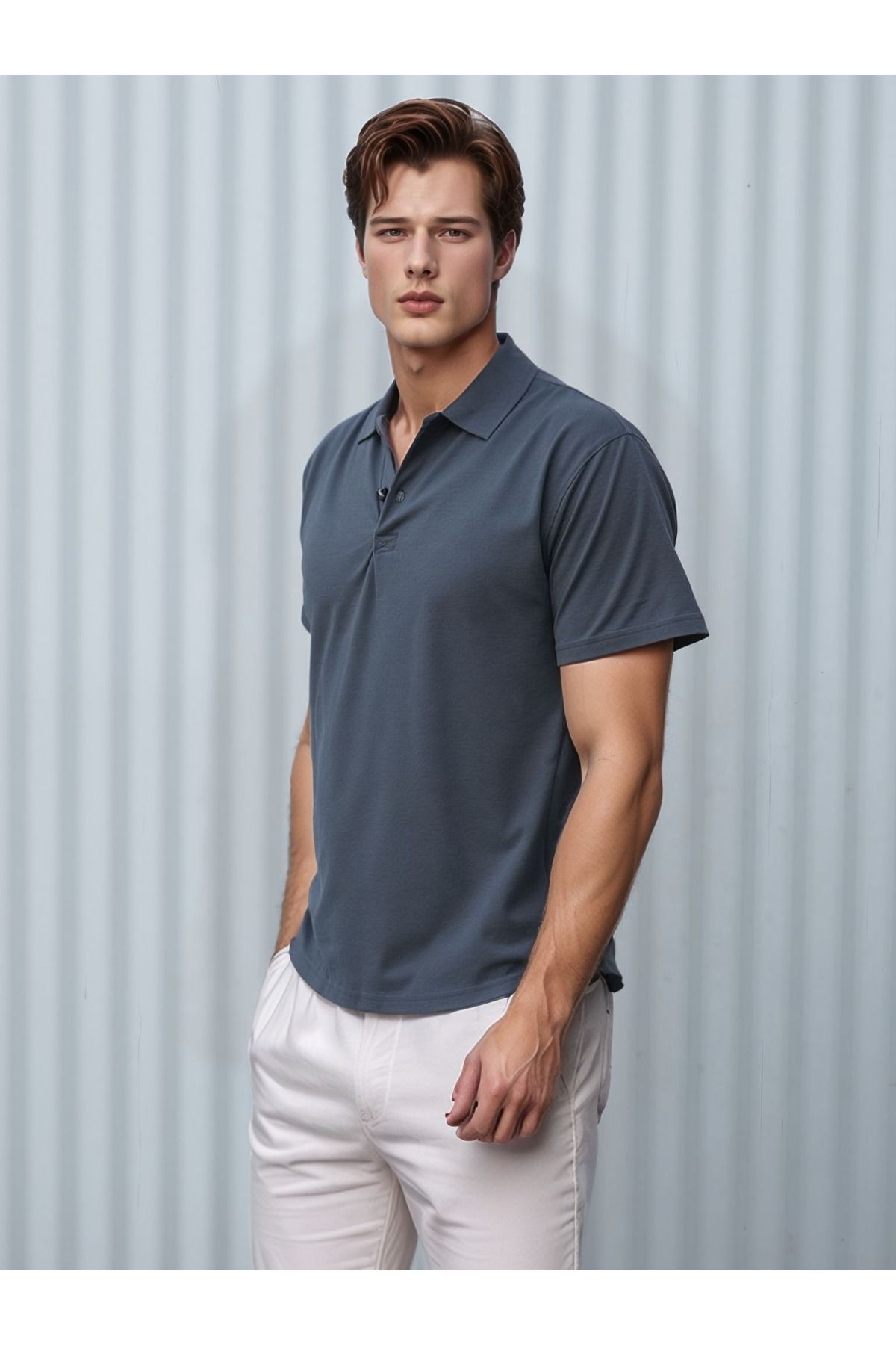 White Velvet Polo Yaka %100 Pamuklu Yarım Pat Düğmeli Tişört YPT25.ABS