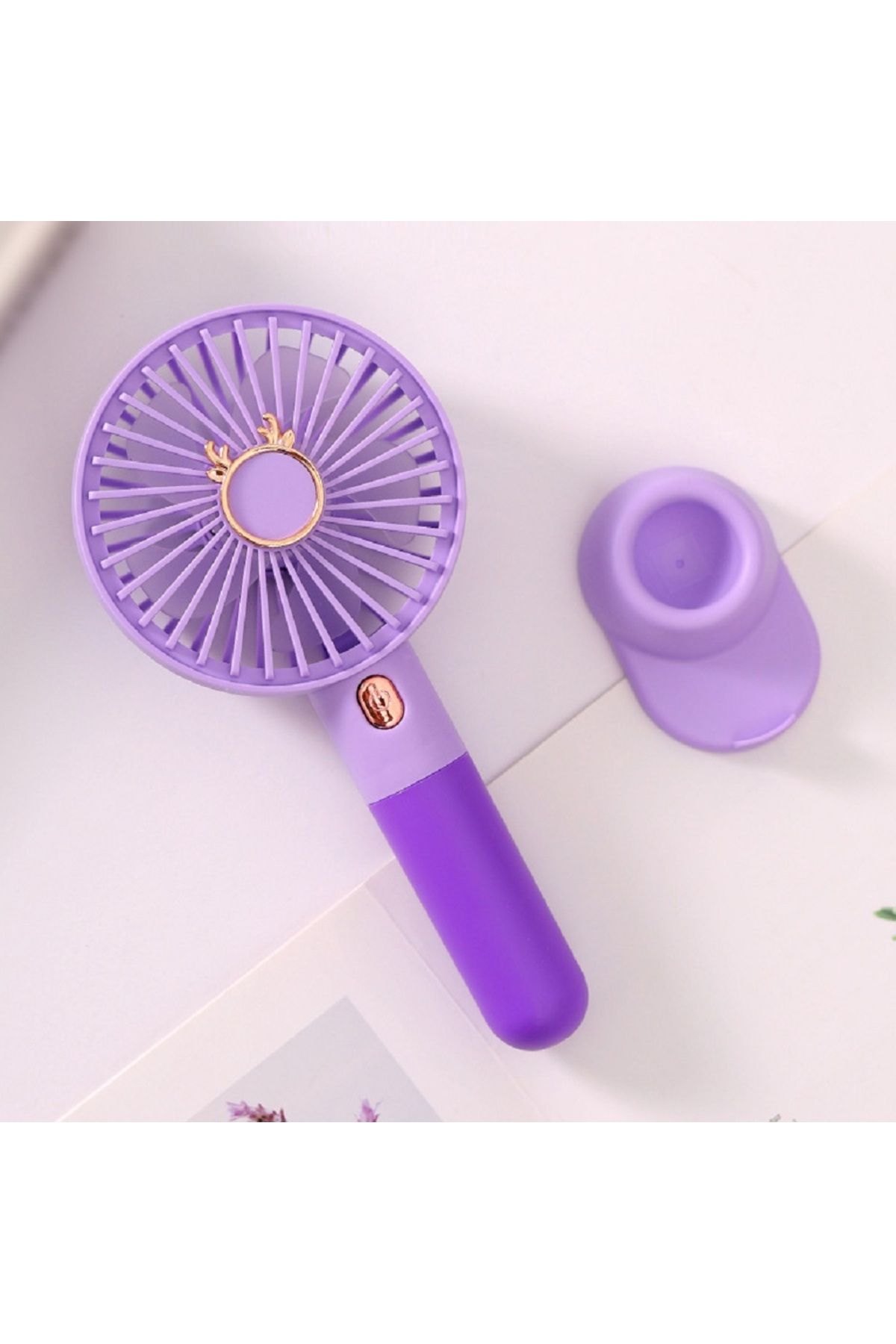 Livava Mini Fan, Telefon Tutucu, Usb li ve Şarj Edilebilir, Mor, 20x10