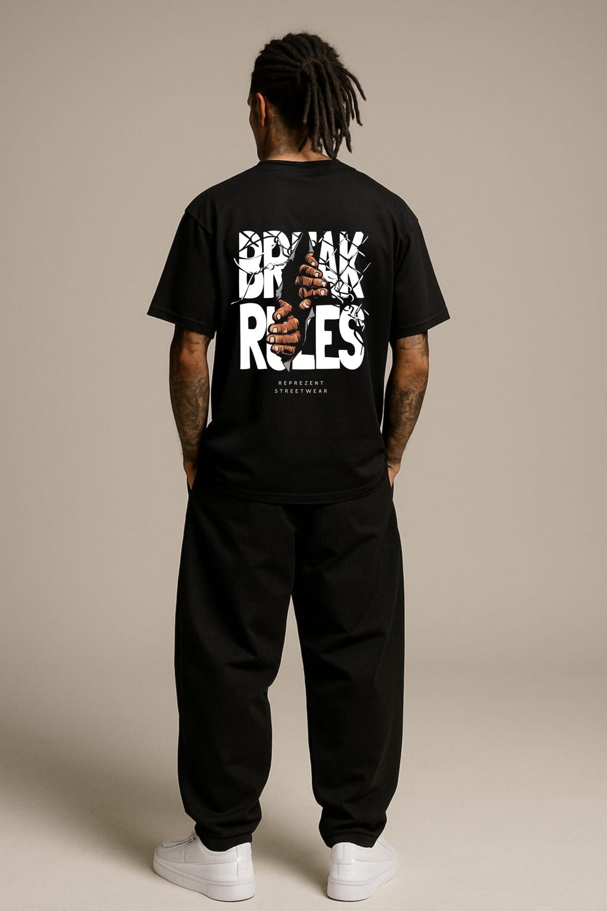 MAYK STREETWEAR OVERSIZE TSHIRT - UNISEX BREAK RULES BASKILI TSHIRT