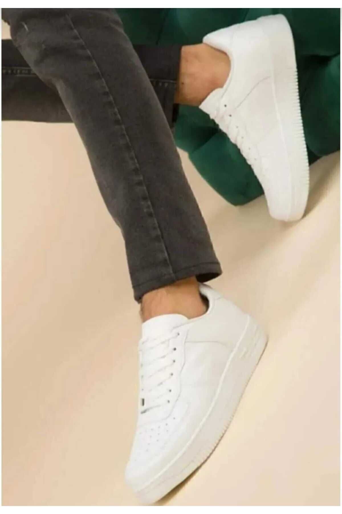 KDY UNİSEX BEYAZ-SİYAH AİR SNEAKER GÜNLÜK FORCE SPOR AYAKKABI