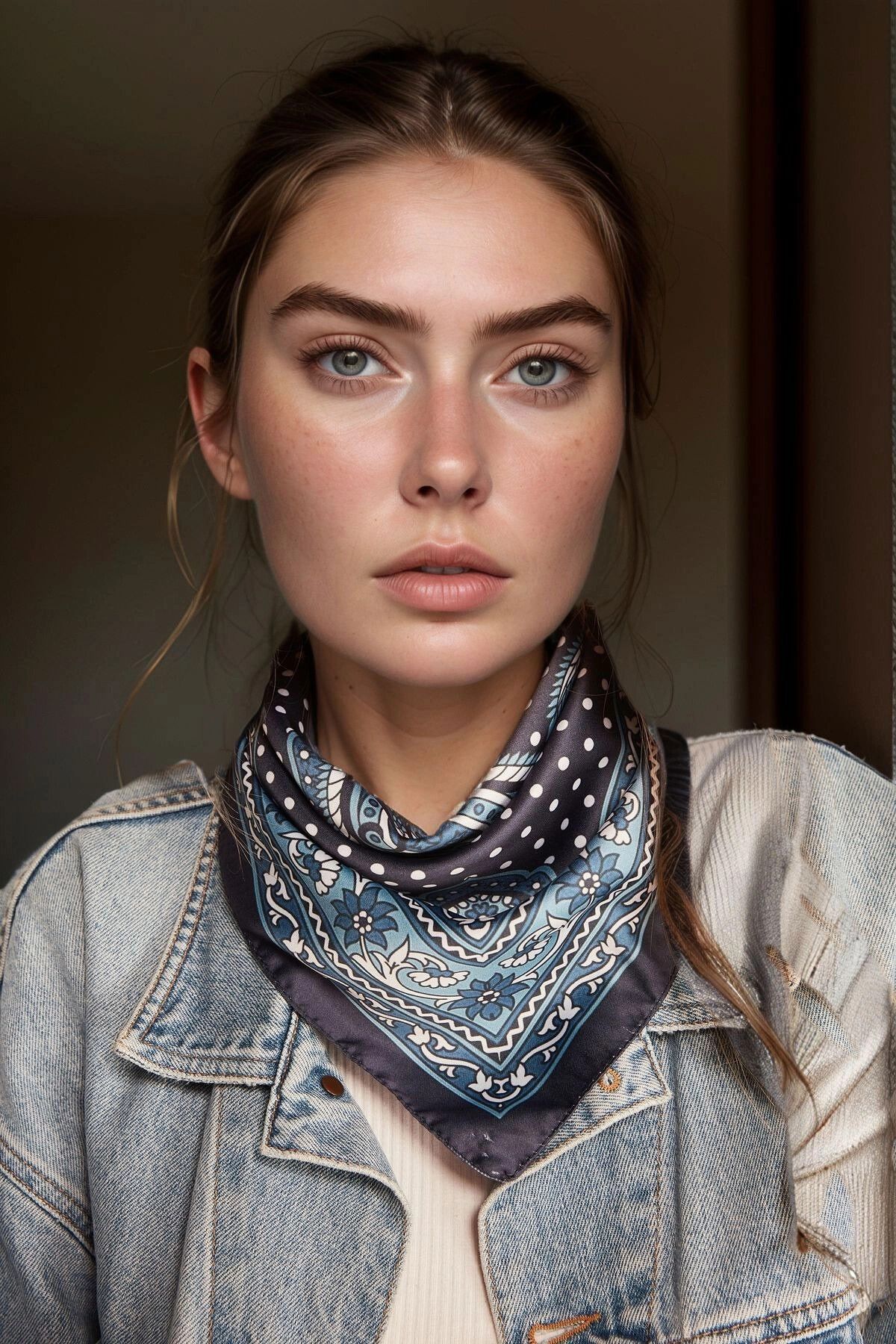 bacc Lacivert Şal Desenli Bandana Fular BCNSV-2513935