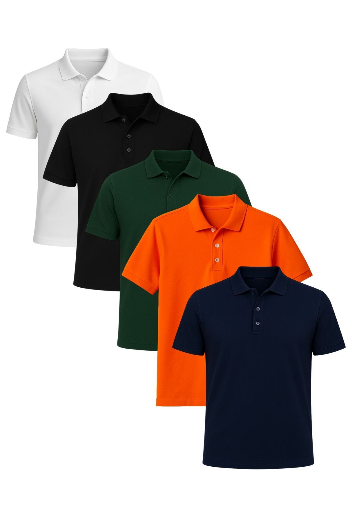 White Velvet Polo Yaka %100 Pamuk 5 Adet Tişört YPYTWV5R