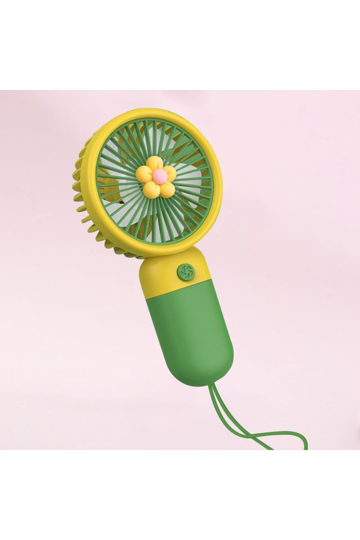Livava Çiçekli Mini Fan Askılı, Usb li ve Şarj Edilebilir, Yeşil, 15x8