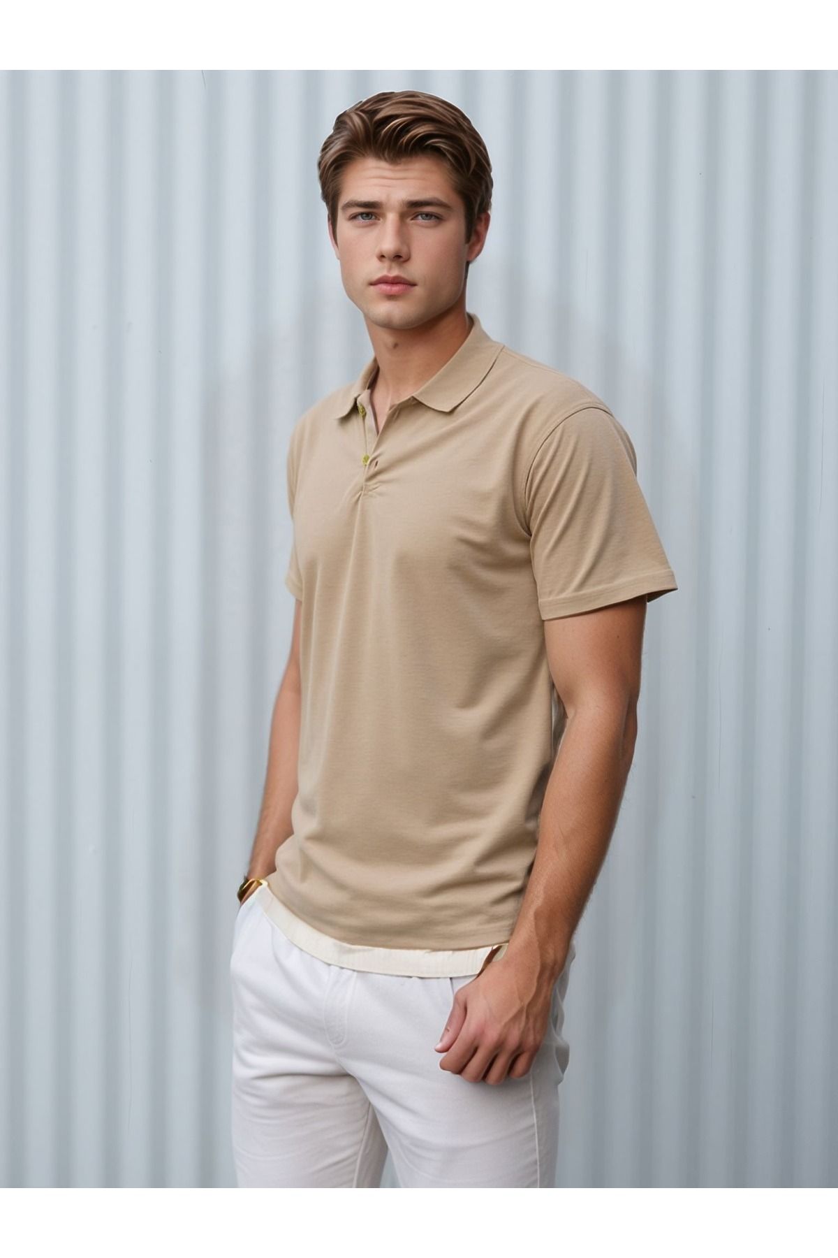 White Velvet Polo Yaka %100 Pamuklu Yarım Pat Düğmeli Tişört YPT25.ABS