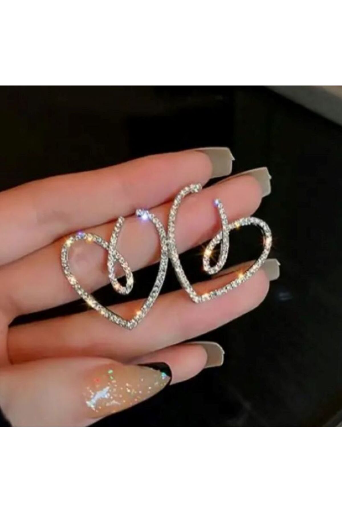 HISCOSMETIC Kadın Zirkon Taşlı Kalpli Viral Küpe