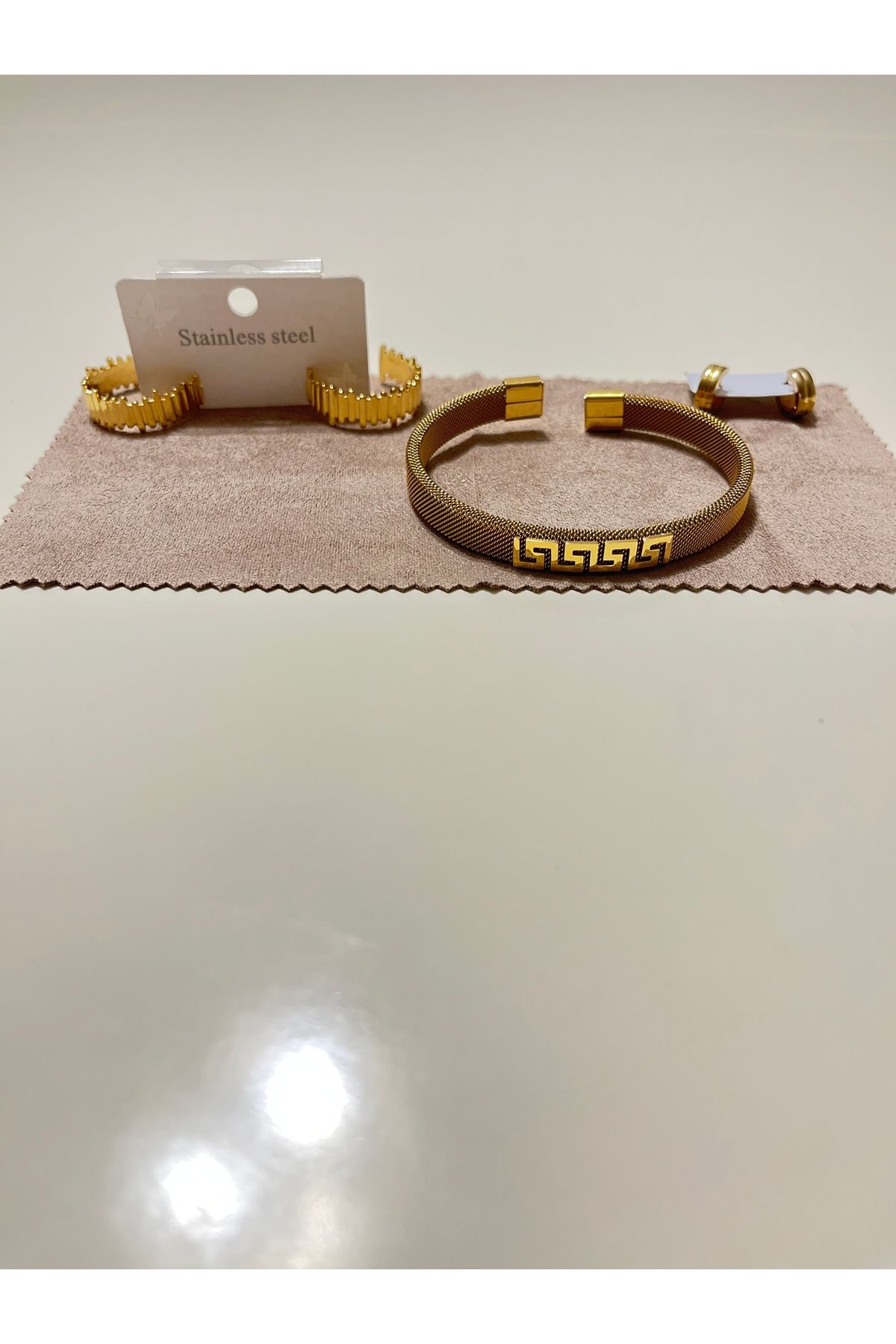 mini cadde Paslanmaz Çelik Takı Seti Küpe ve Bileklik