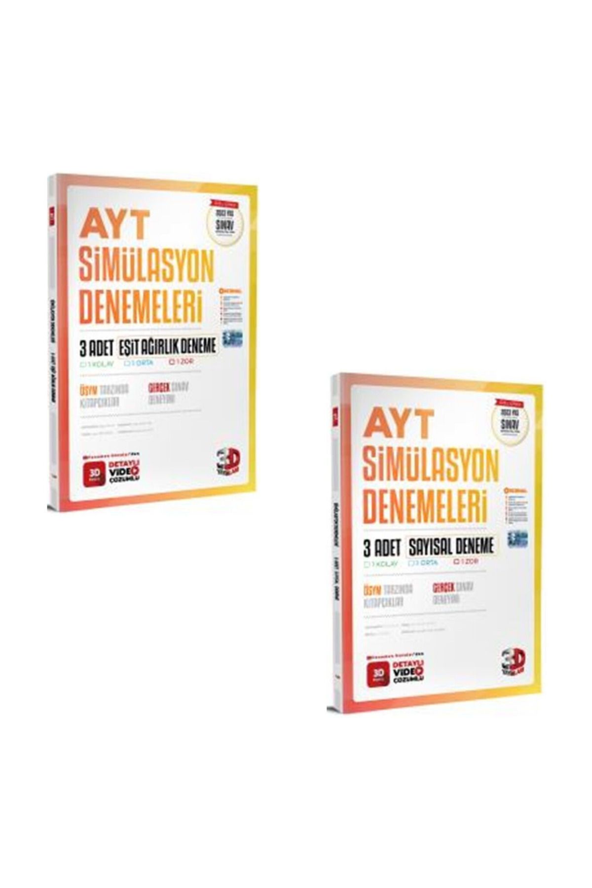 Marsis Yayınları 3D Yayınları AYT Eşit Ağırlık ve Sayısal 3 lü Simülasyon Genel Denemeleri