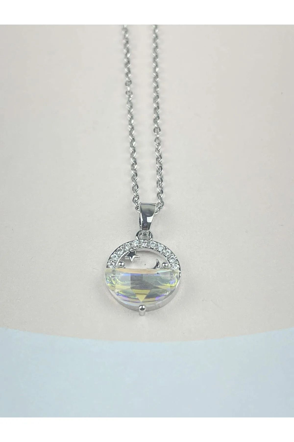 LAVİNYAMJEWELLERY SİLVER AY DETAYLI KADIN ÇELİK KOLYE 316L
