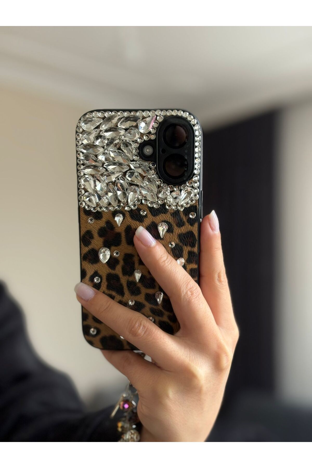 ccakgulcase Leopar Taşlı Kılıf İphone 14