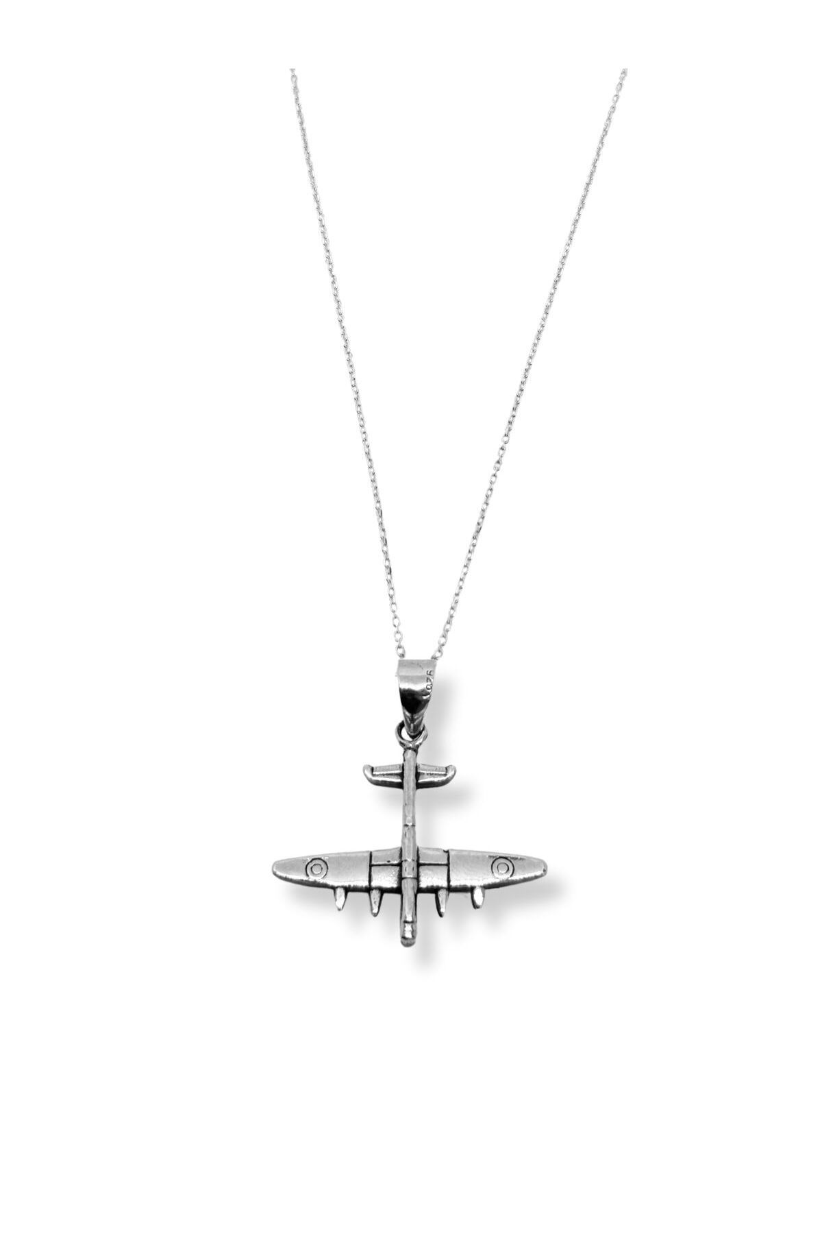 oya silver Gümüş Gökyüzü Muhafızı Uçak Kolye 3x3.5 cm
