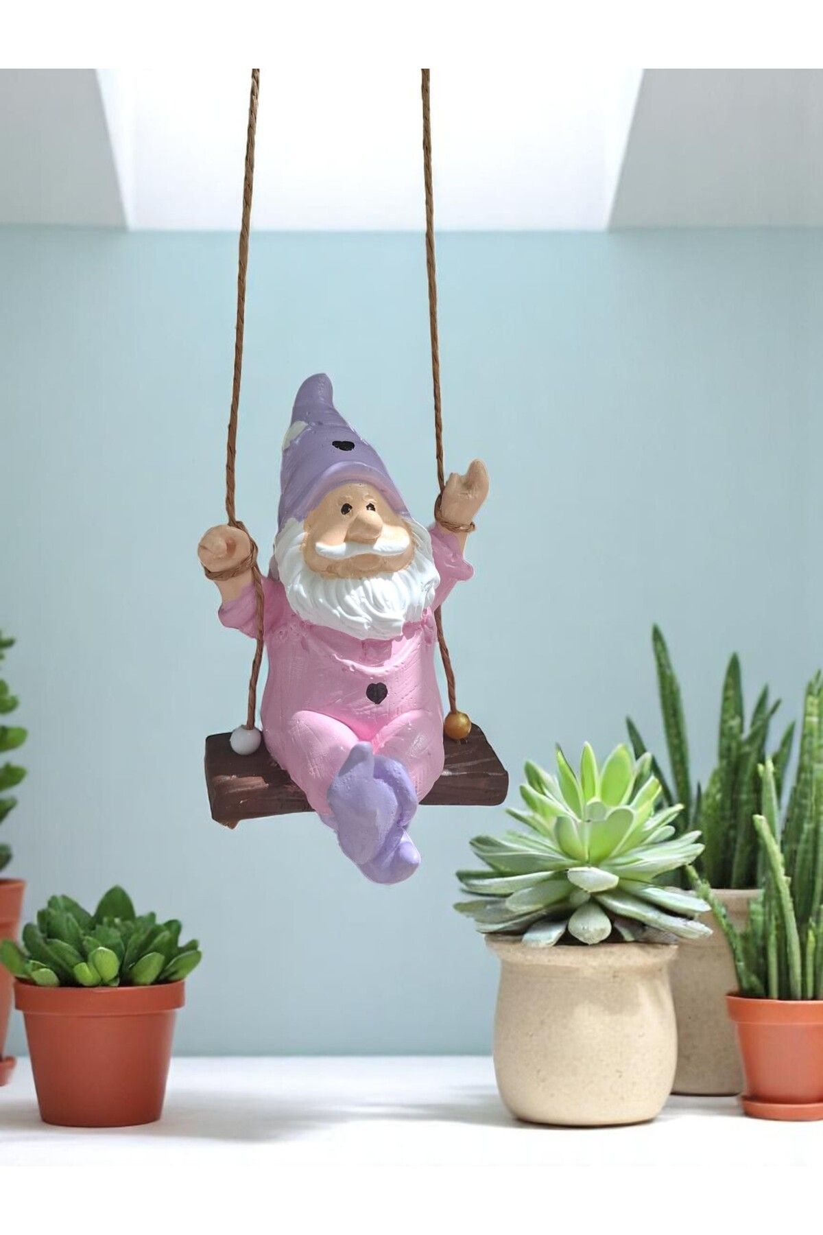APJ STORE SINCE 2020 Dekoratif Maskot Sallanan Cüce Bahçe Balkon Süsü
