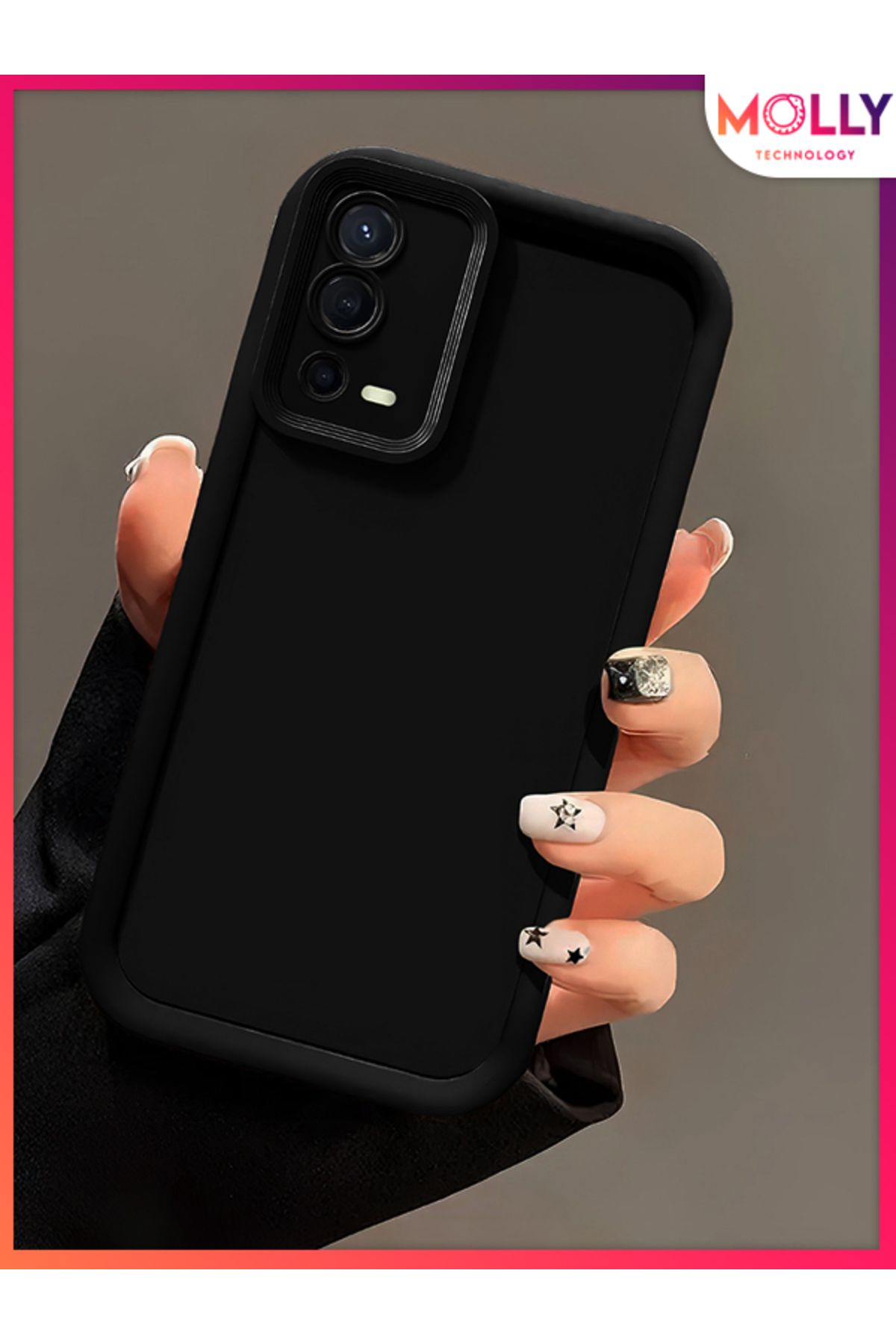 Molly Oppo A55 İçin Siyah Kenarları Kalın Pan Silikon Kılıf