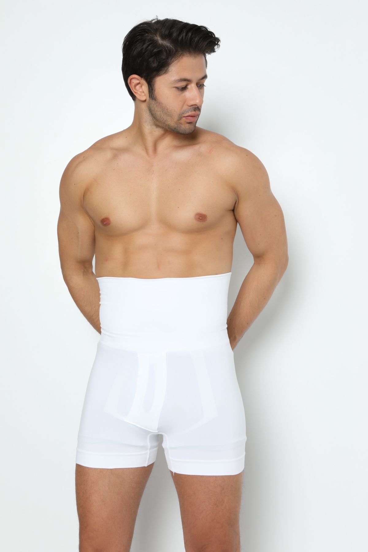 bazaar-turkey all you need Erkek Yükse Bel Duble Boxer Korse 6013 Beyaz