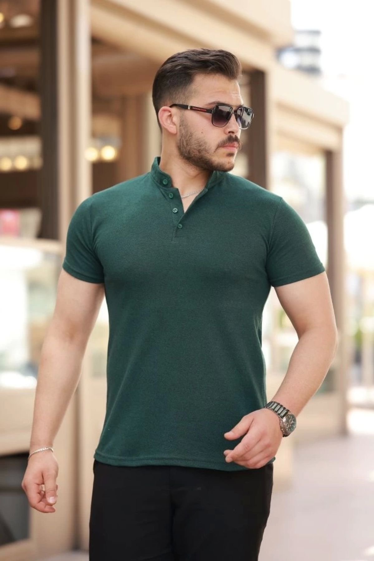 Silerra Erkek Hakim Yaka Dokuma Pamuklu Kumaş Kısa Kollu T-shirt