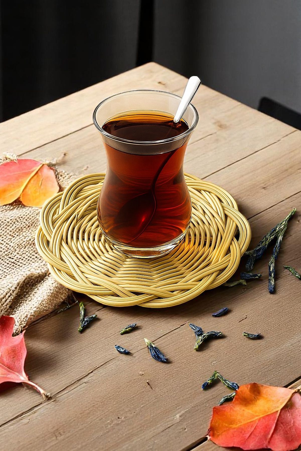 Home El Yapımı Rustik Tarz Hasır Bardak Altlığı