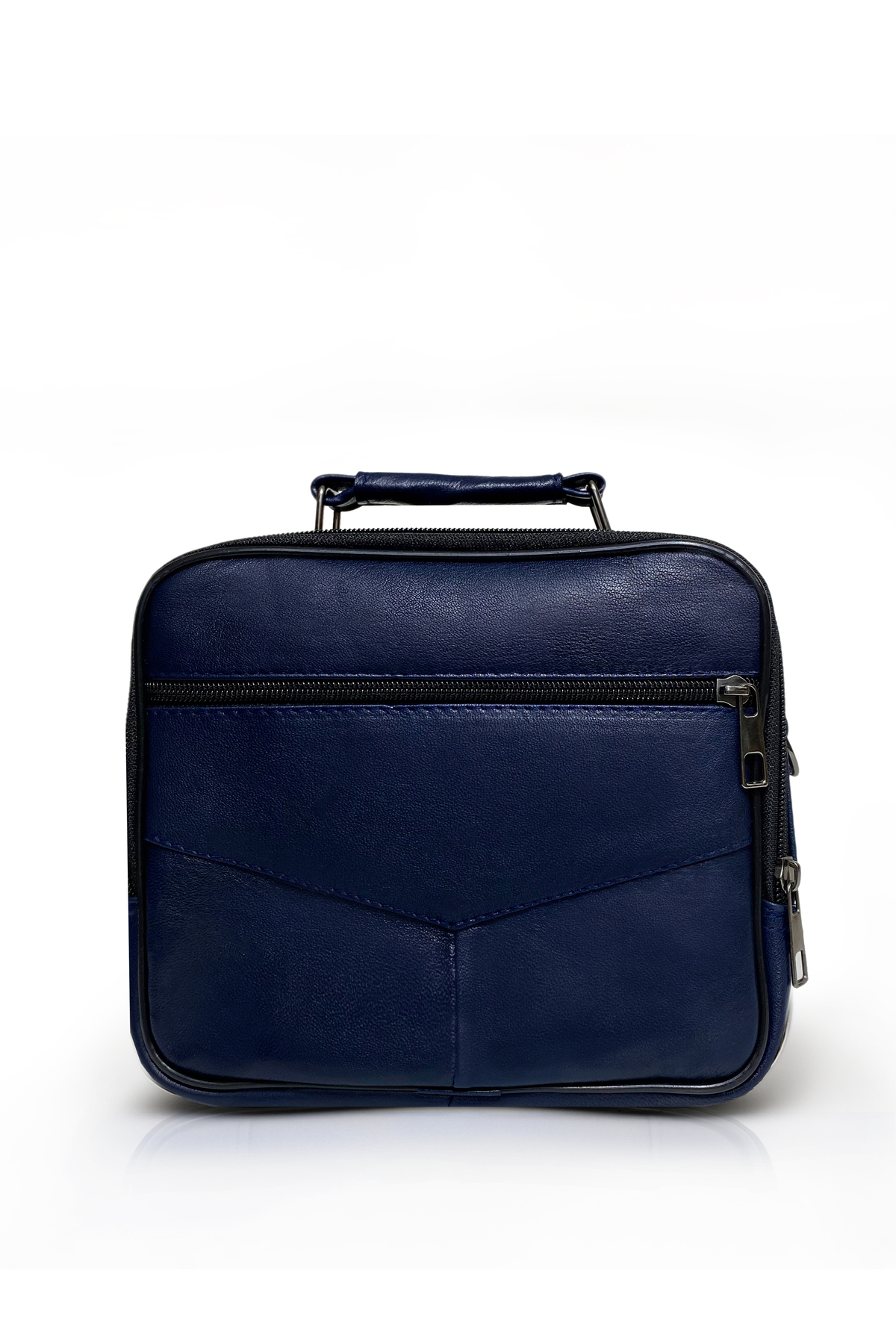 westbag Erkek Lacivert Yatay Model Çelik Kasalı Hakiki Deri El Ve Omuz Çantası Orta Boy görsel 2