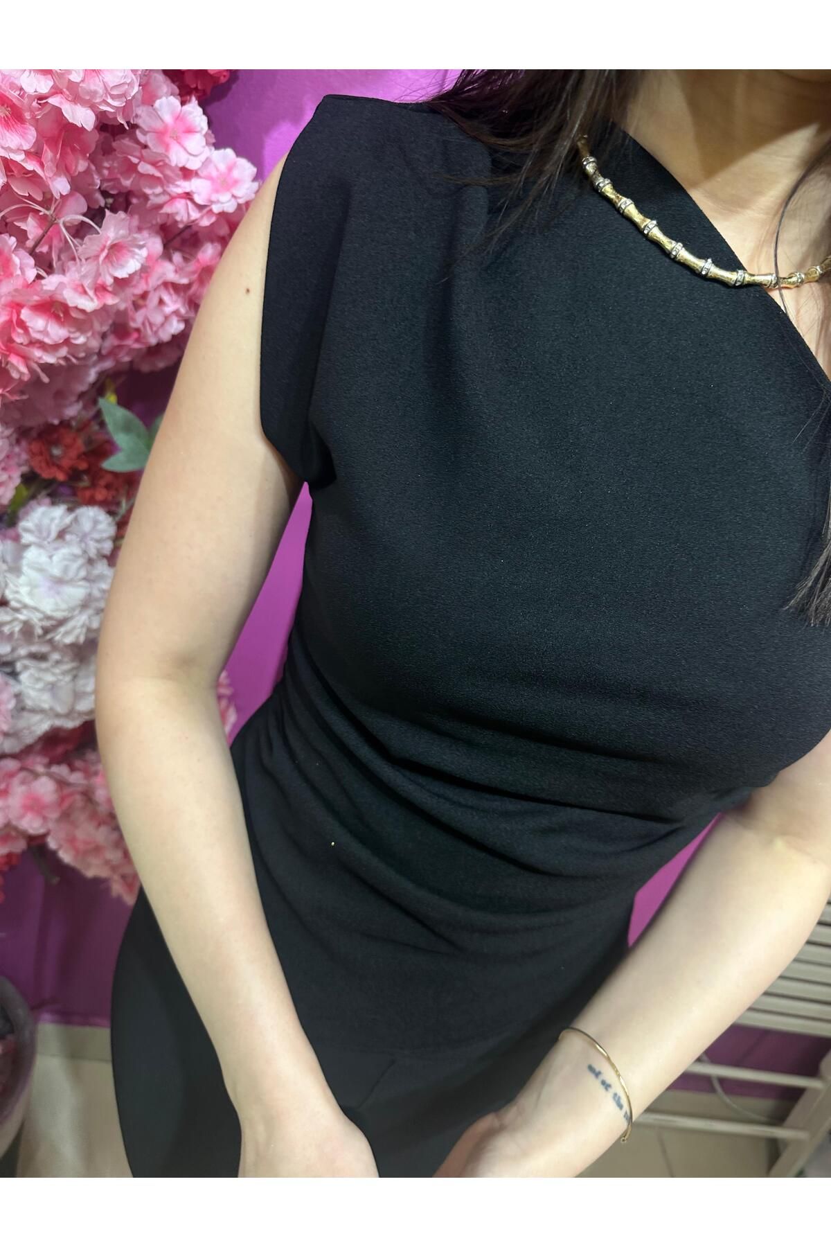 LRS SHOP tek omuz drapeli bluz