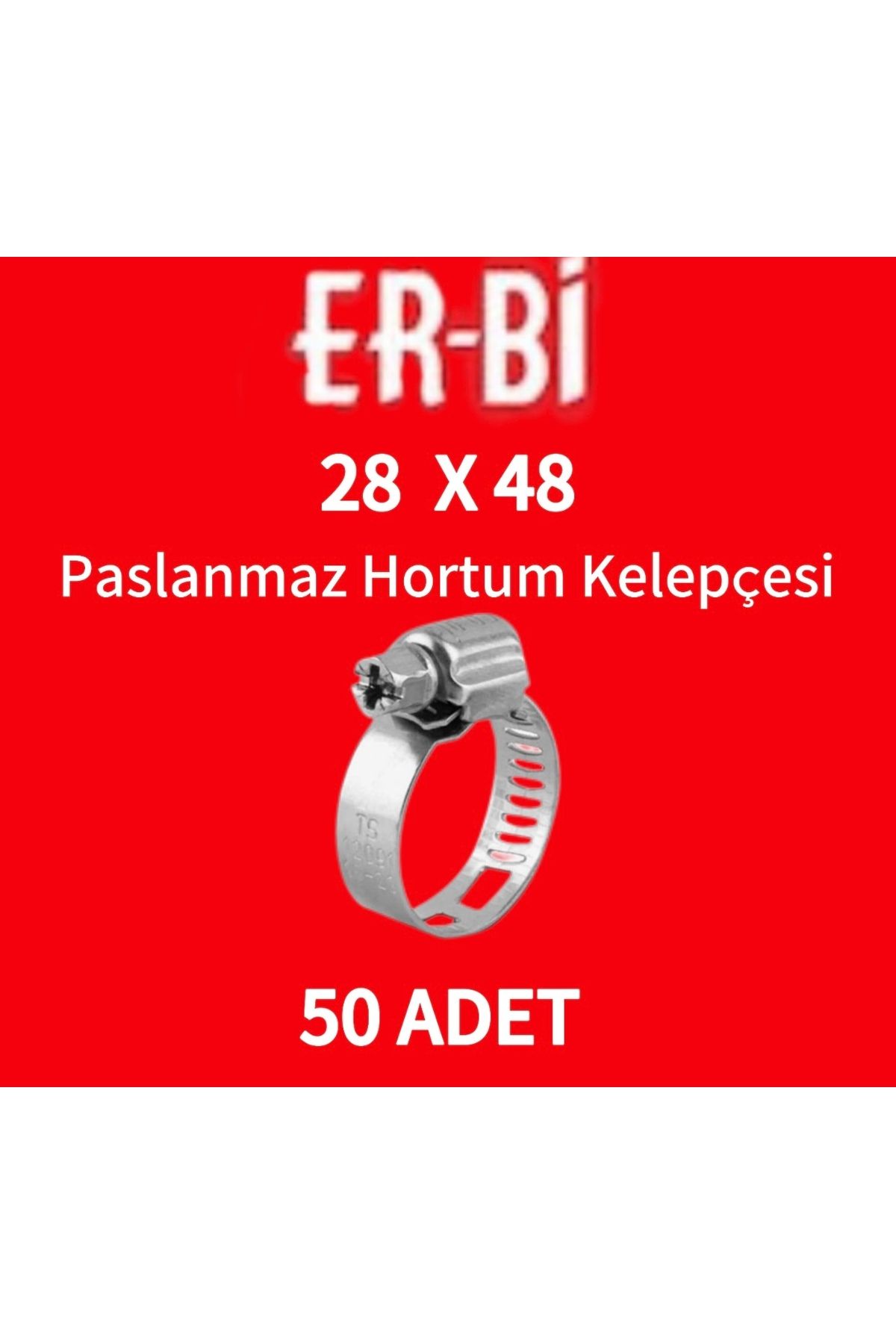 TG STEEL DESİNG Erbi 28-48 mm Paslanmaz Metal Hortum Kelepçesi – 50 ’li Paket