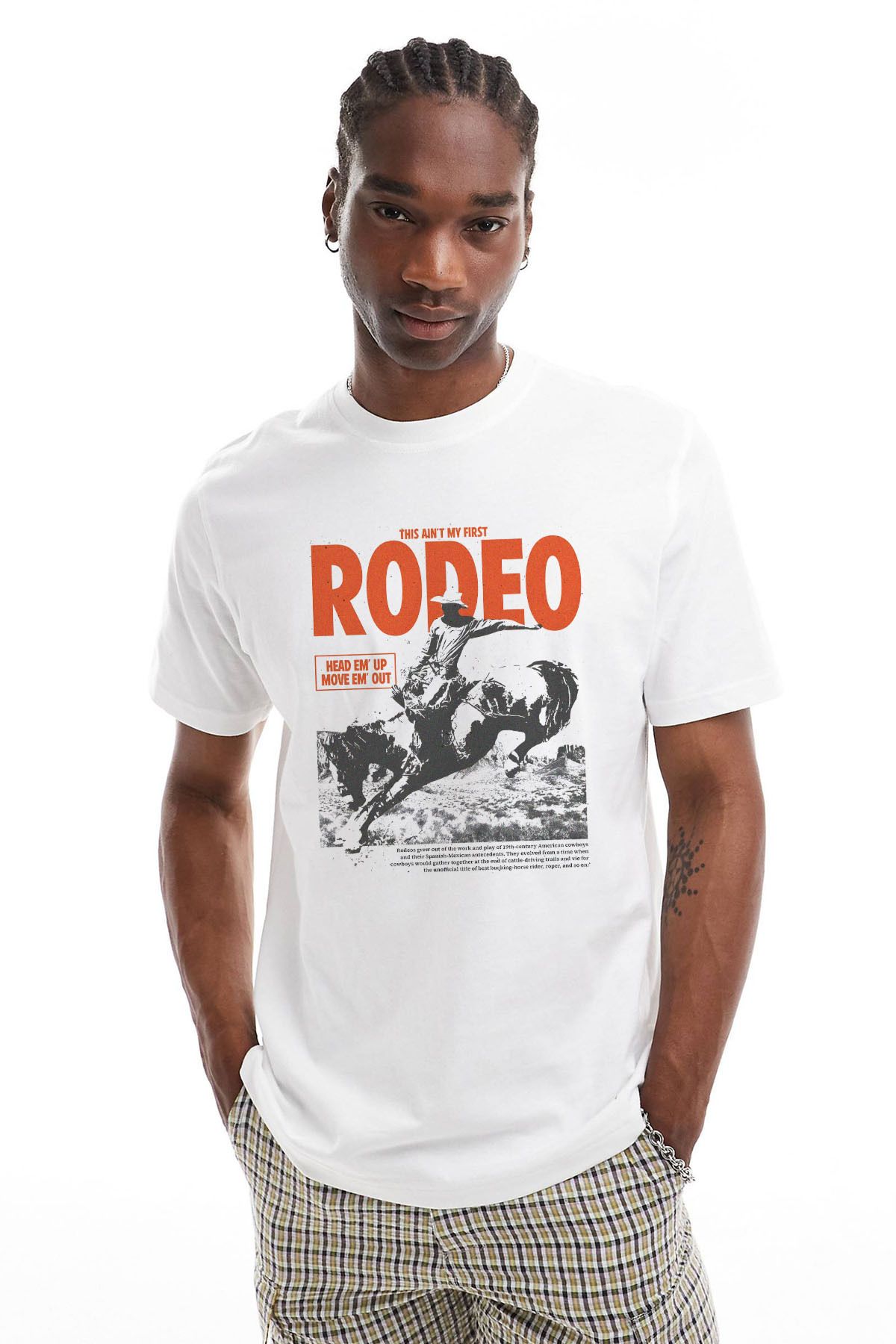 Tee&more. Unisex Regular Fit Rodeo Baskılı Premium T-shirt