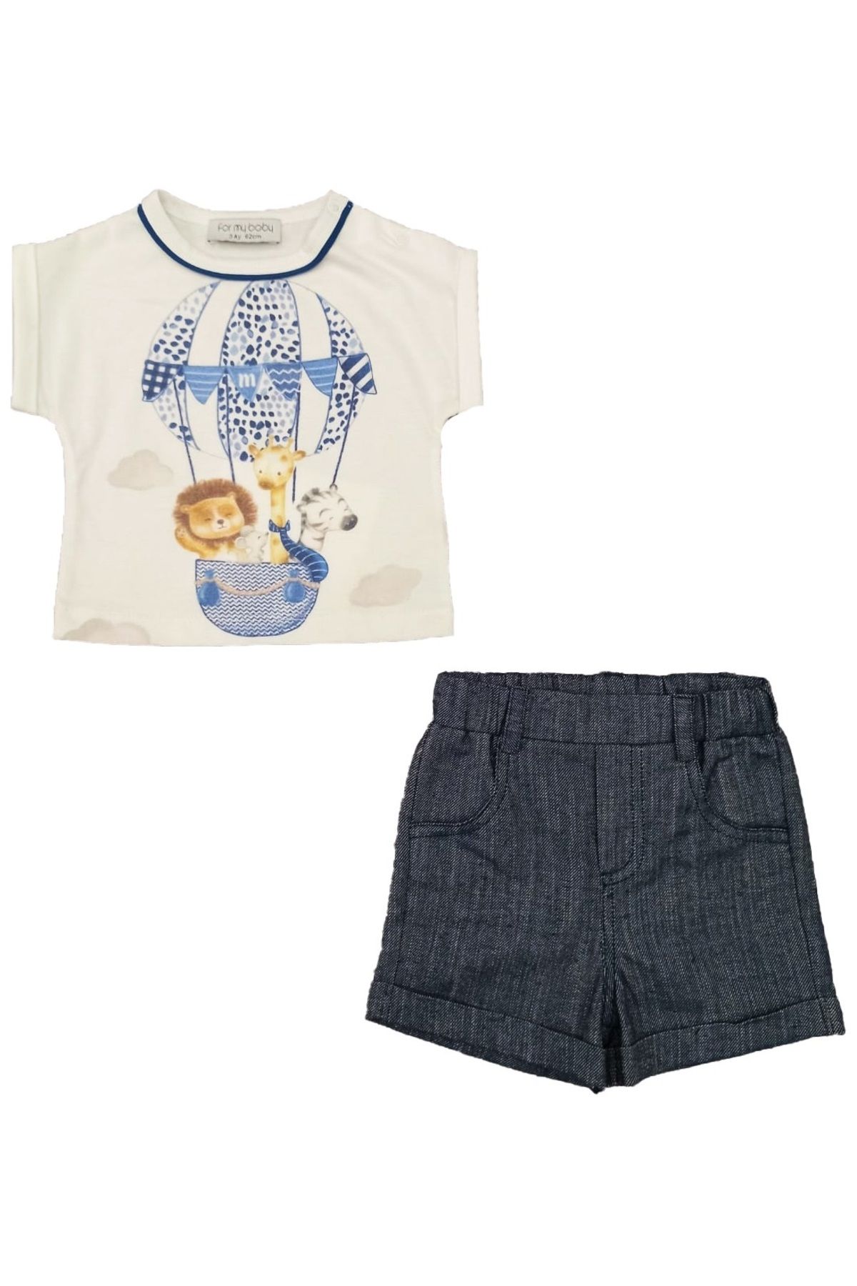 For My Baby %100 PAMUK SAFARİ T-SHİRT ŞORT BEBEK 2'Lİ TAKIM