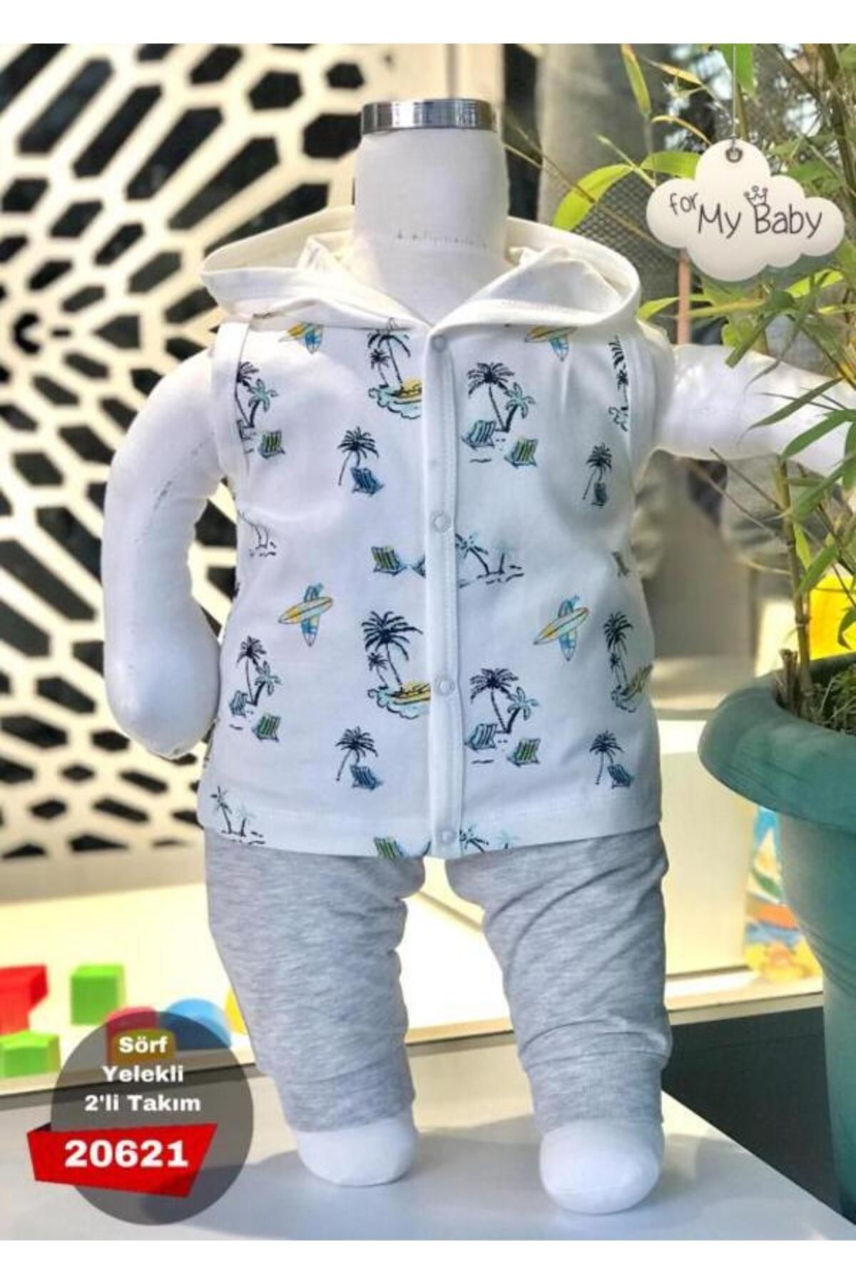 For My Baby %100 PAMUK SÖRF YELEKLİ ÇITÇITLI 2'Lİ TAKIM