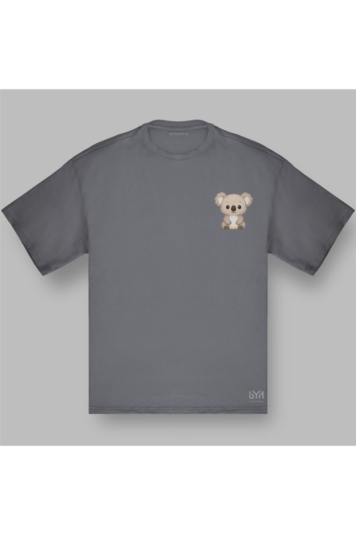 BOYANOVA Koala Figürlü Oversize Gri Tişört