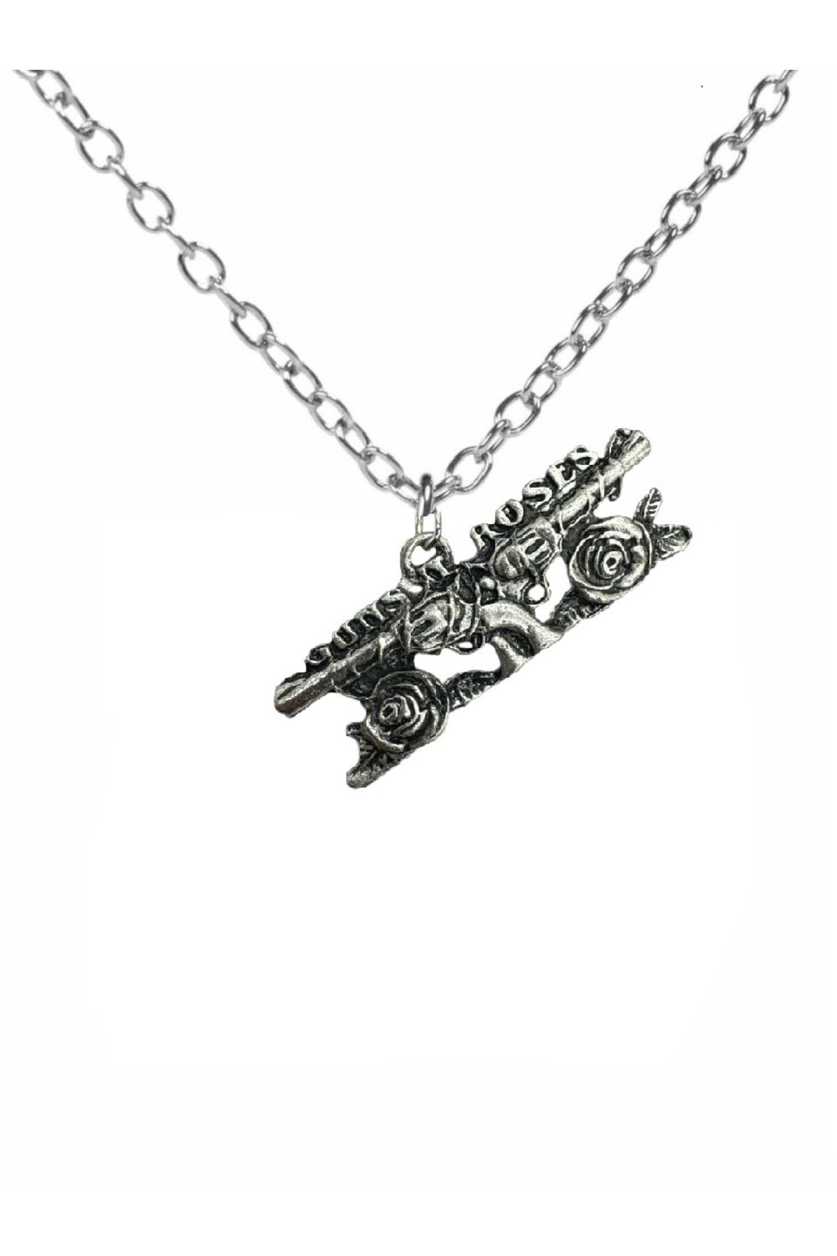 Herşey Nota Guns N' Roses – Red Rose Metal Kolye 60 cm | Rock & Metal Tarzı Takı