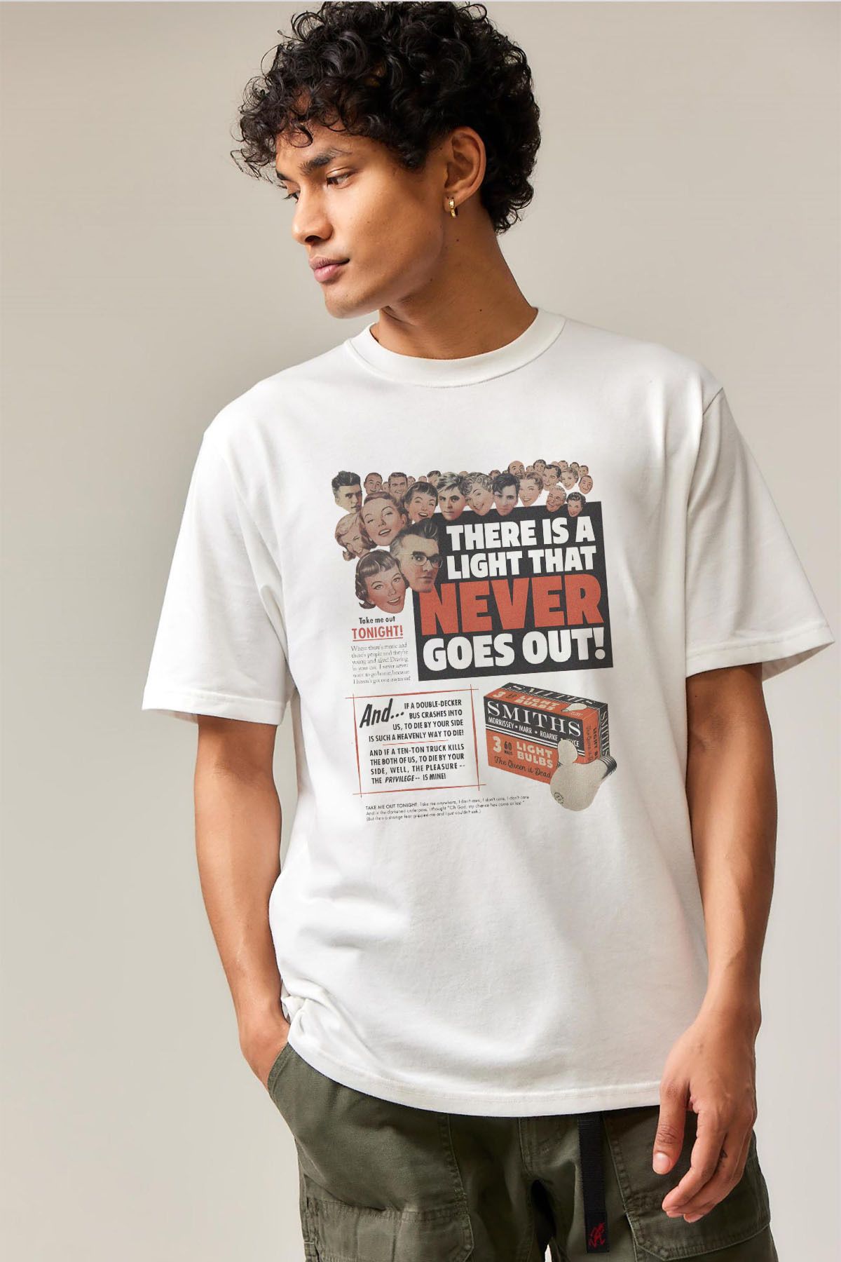 Tee&more. Unisex Regular Fit The Smiths There is a Light That Never Goes Out Baskılı Premium T-shirt