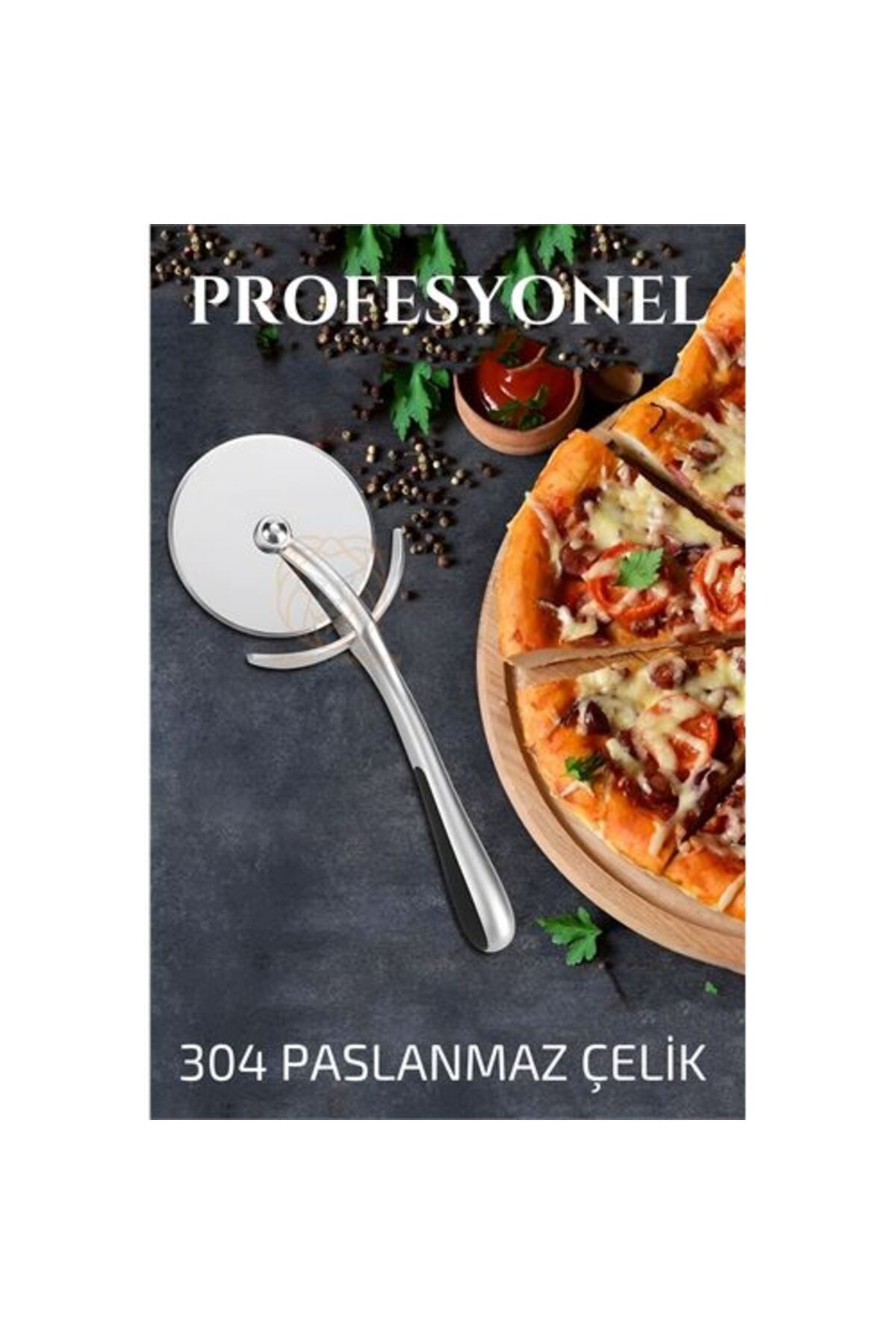MR RZN STORE Pizza Kesici 304 Paslanmaz Çelik Mink Design