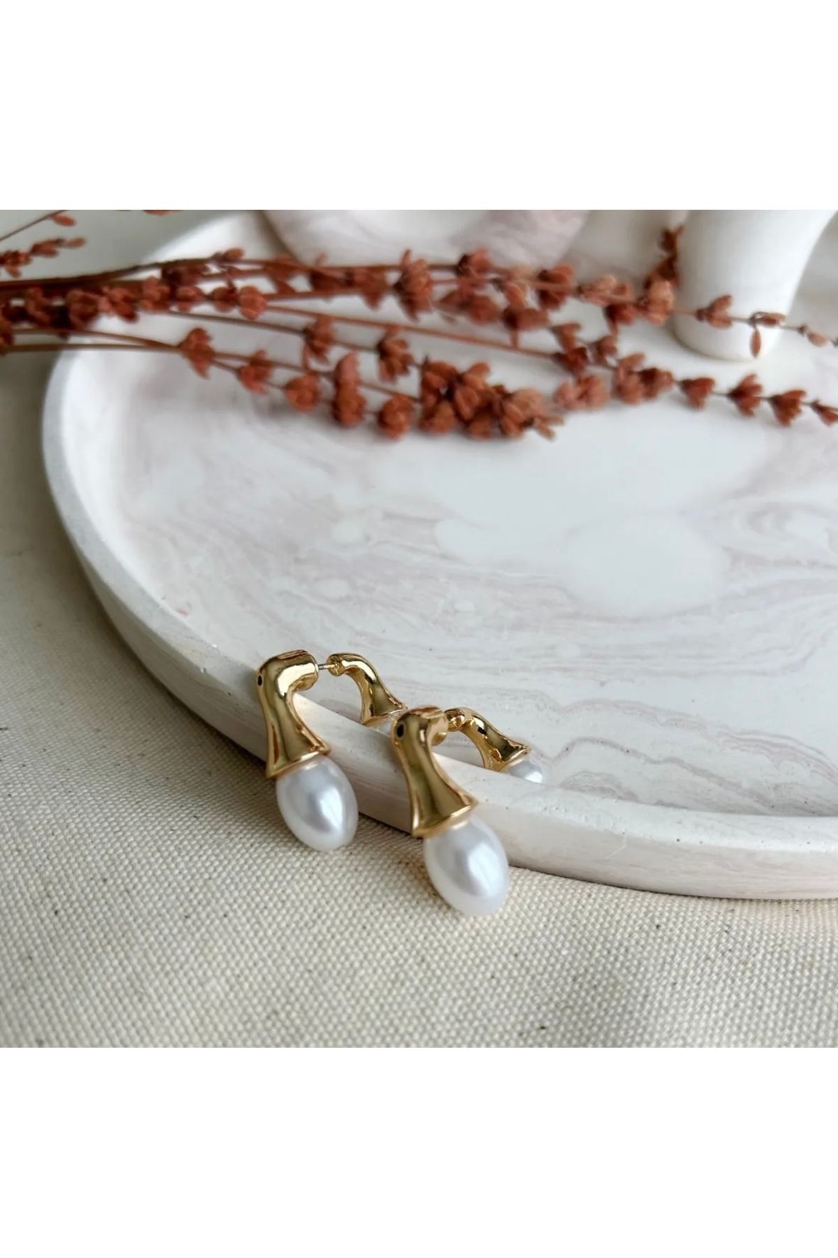 Chanceux Accessories Özel Seri Çift Taraflı İncili Küpe