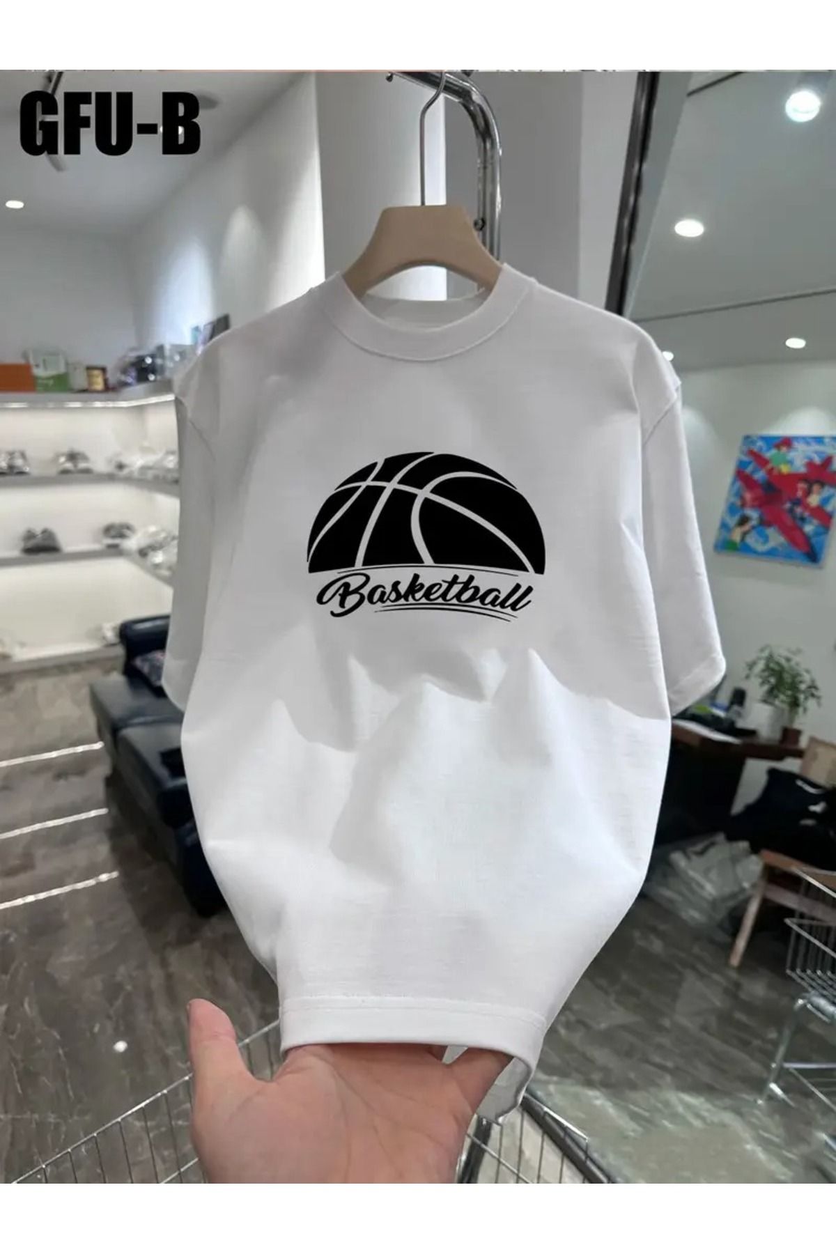 Massgai Unisex Basketball Baskılı Oversize %100 Pamuk T-shirt