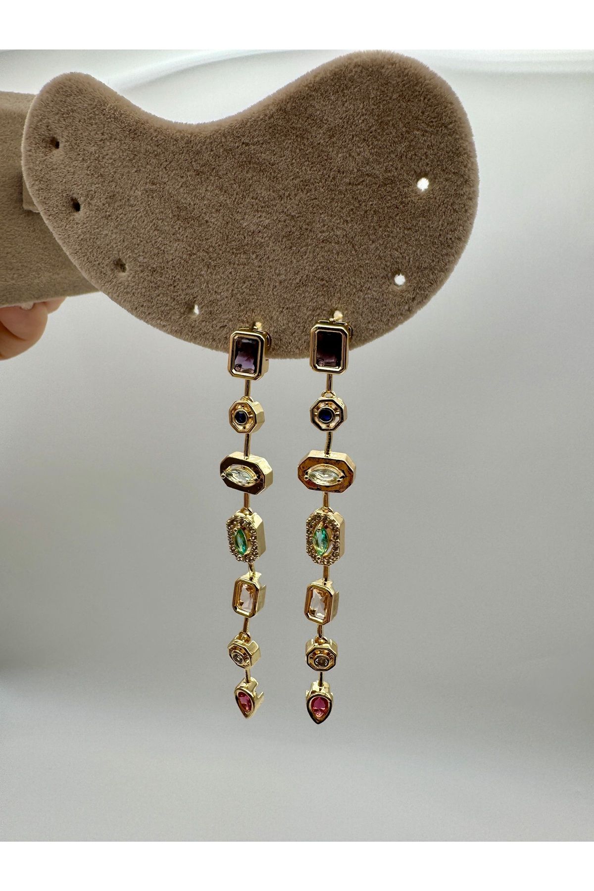 Chanceux Accessories Özel Seri Marka Model Renkli Taşlı Küpe