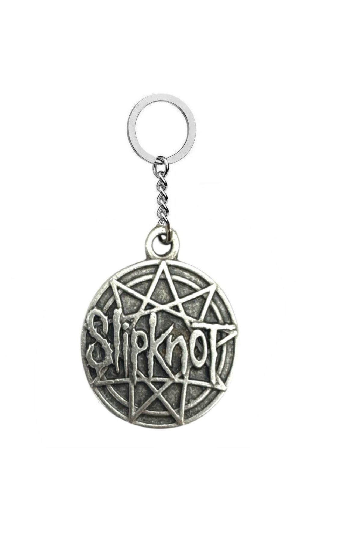 Herşey Nota Slipknot Yuvarlak Metal Logo Anahtarlık – Rock & Heavy Metal Aksesuar