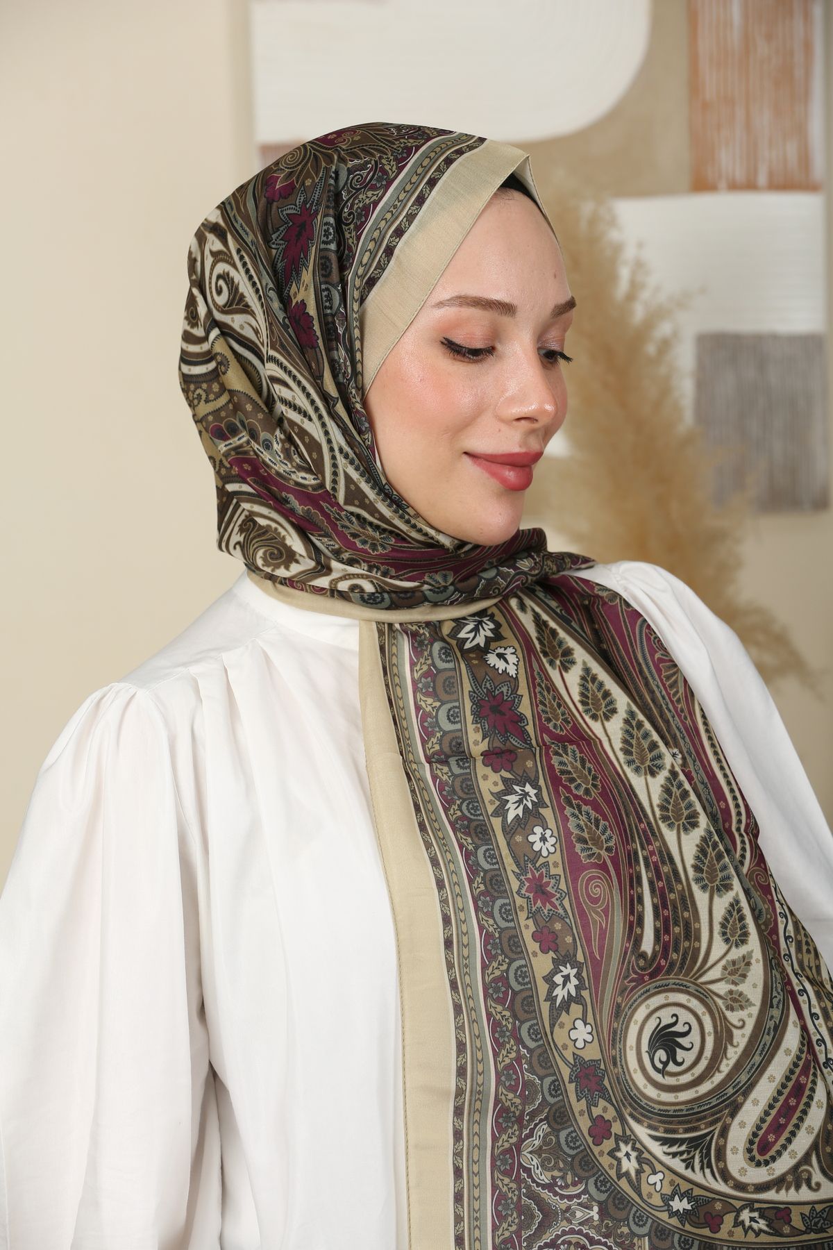 moda camiya Retro Desen Şal Siyah