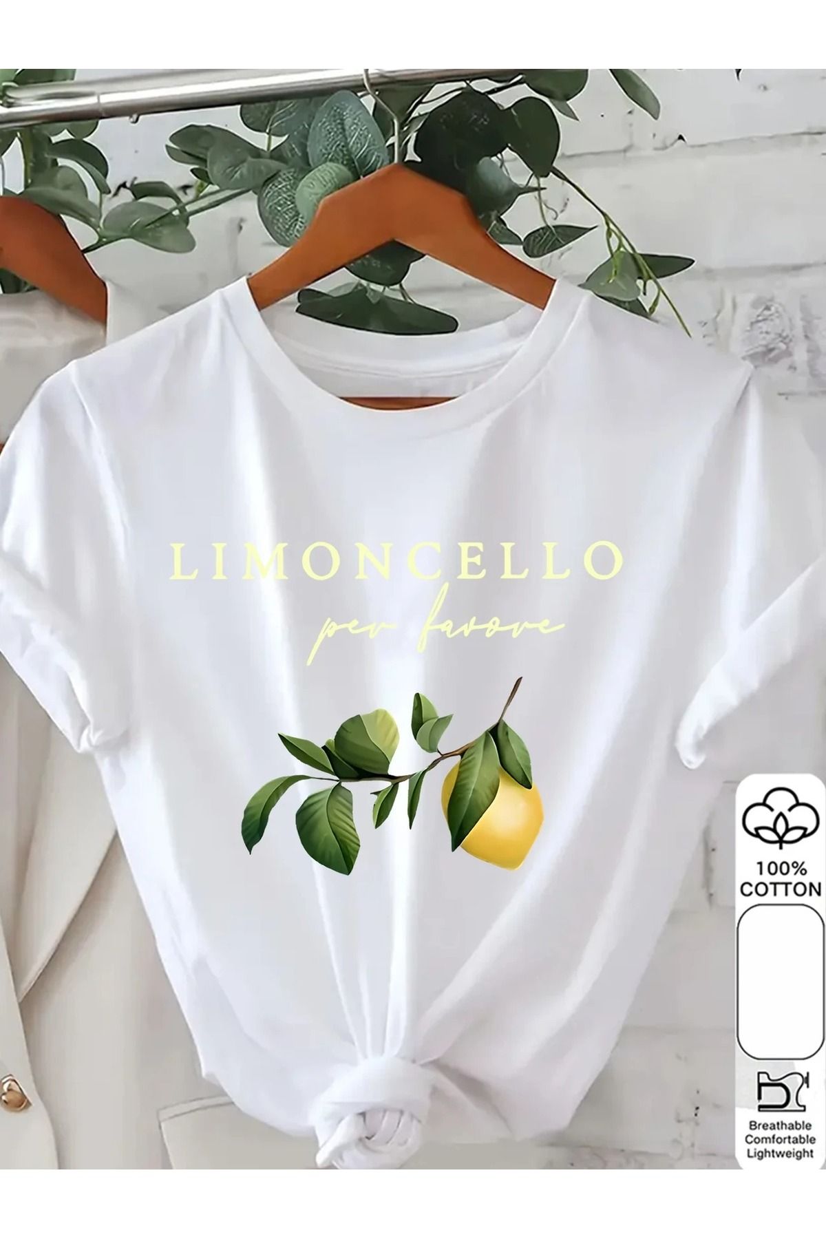 Massgai Unisex Limon Baskılı Oversize %100 Pamuk T-shirt