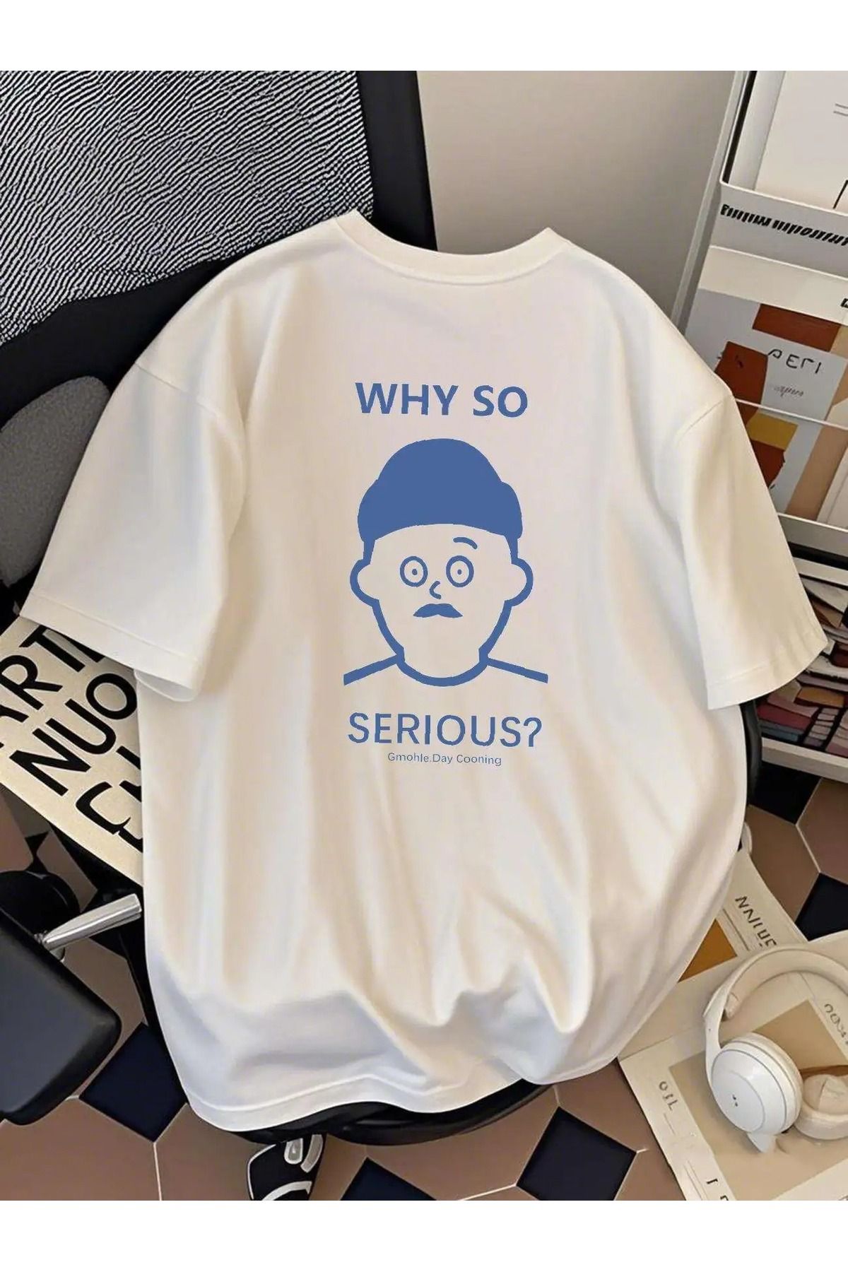 Massgai Unisex Why So Serious Baskılı Oversize %100 Pamuk T-shirt