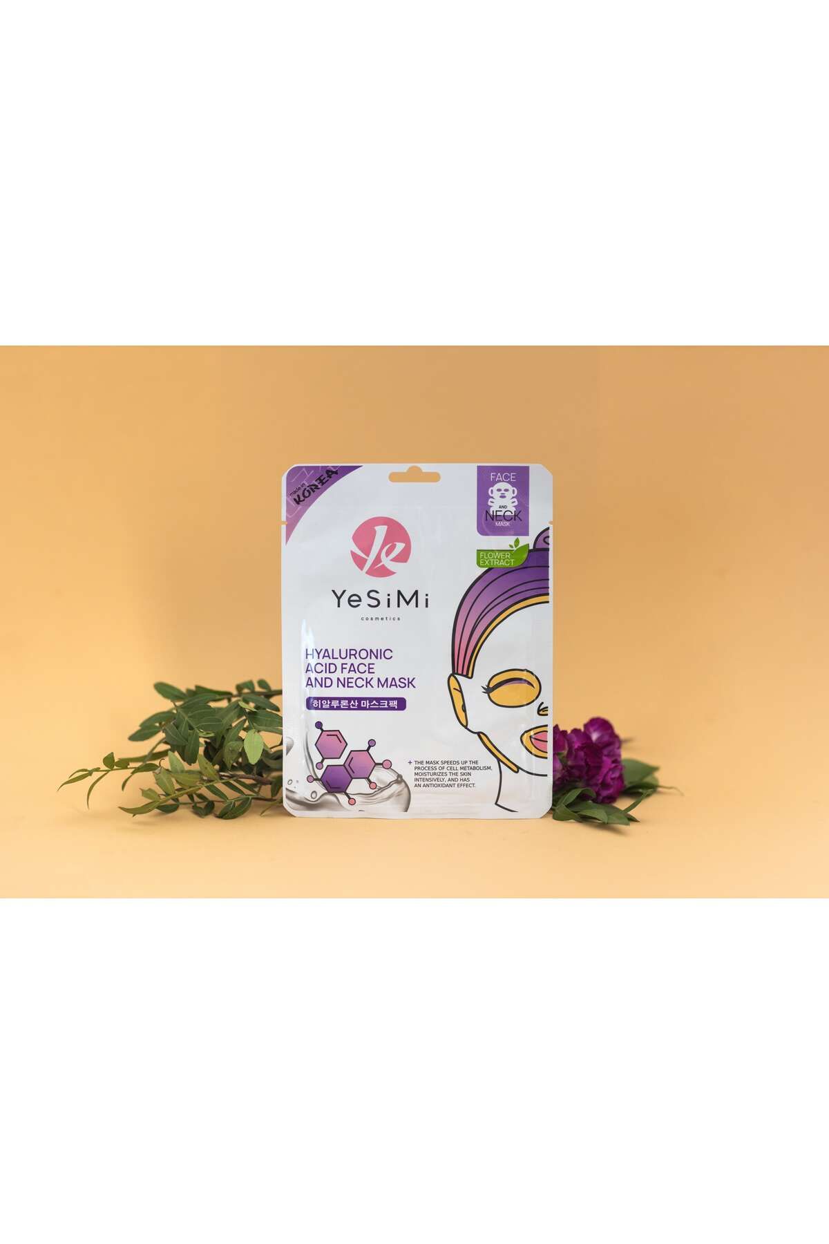 YesiMi Hyaluronik Asitli Kore Kağıt Maske – Canlandırıcı & Nemlendirici, Parlaklık Verir