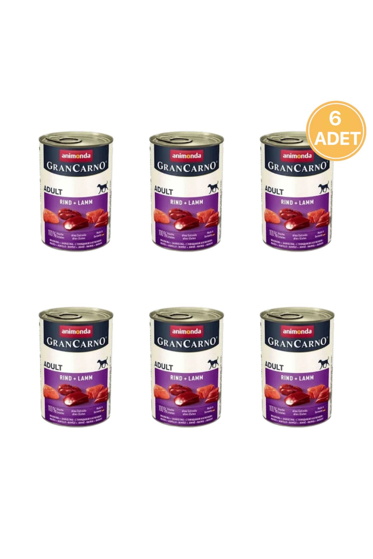 Animonda Gran Carno Sığır ve Kuzu Etli Konserve Köpek Maması 400 Gr (6 Adet)